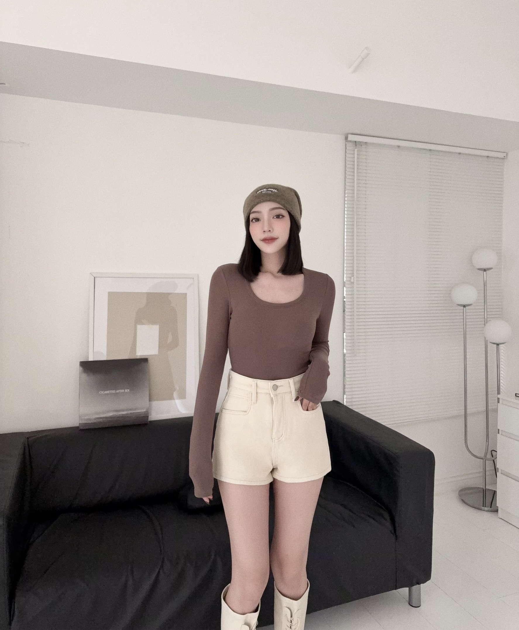 12253838『選品』暖呼呼加絨百搭彈力短褲