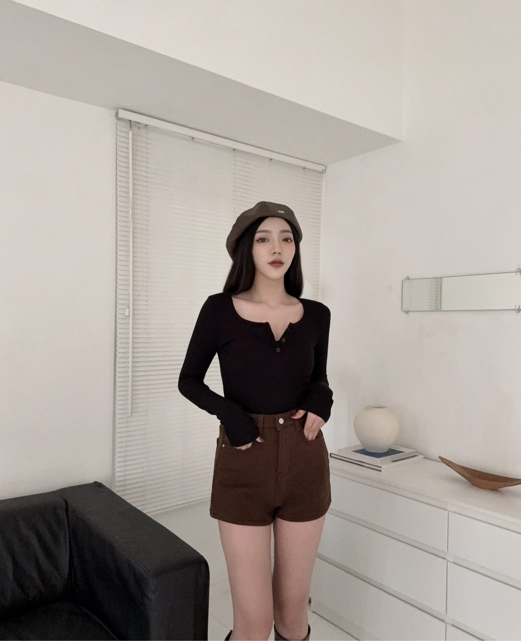 #12259692『選品』方領排扣刷絨胸墊上衣 (5)