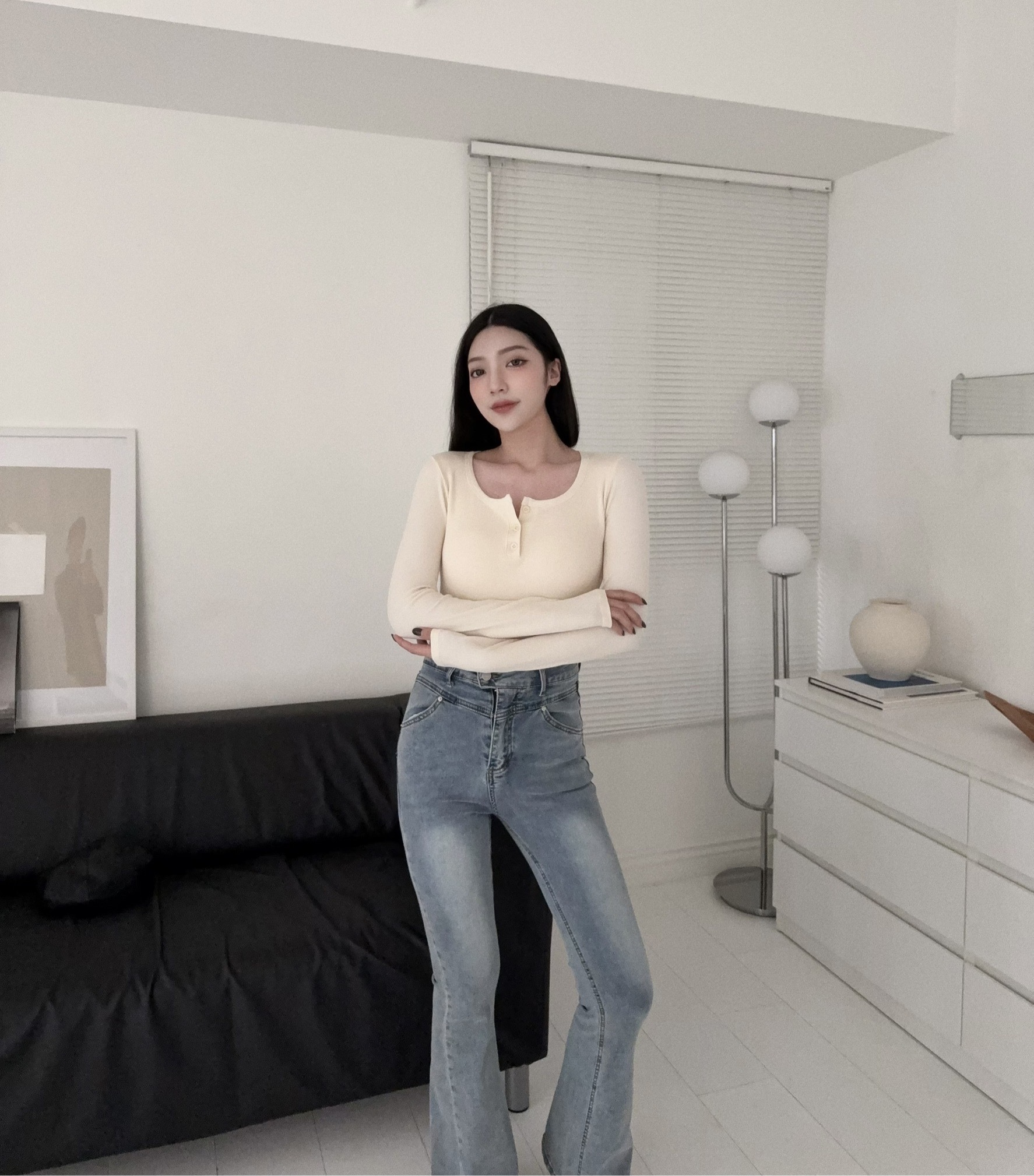 #12259692『選品』方領排扣刷絨胸墊上衣