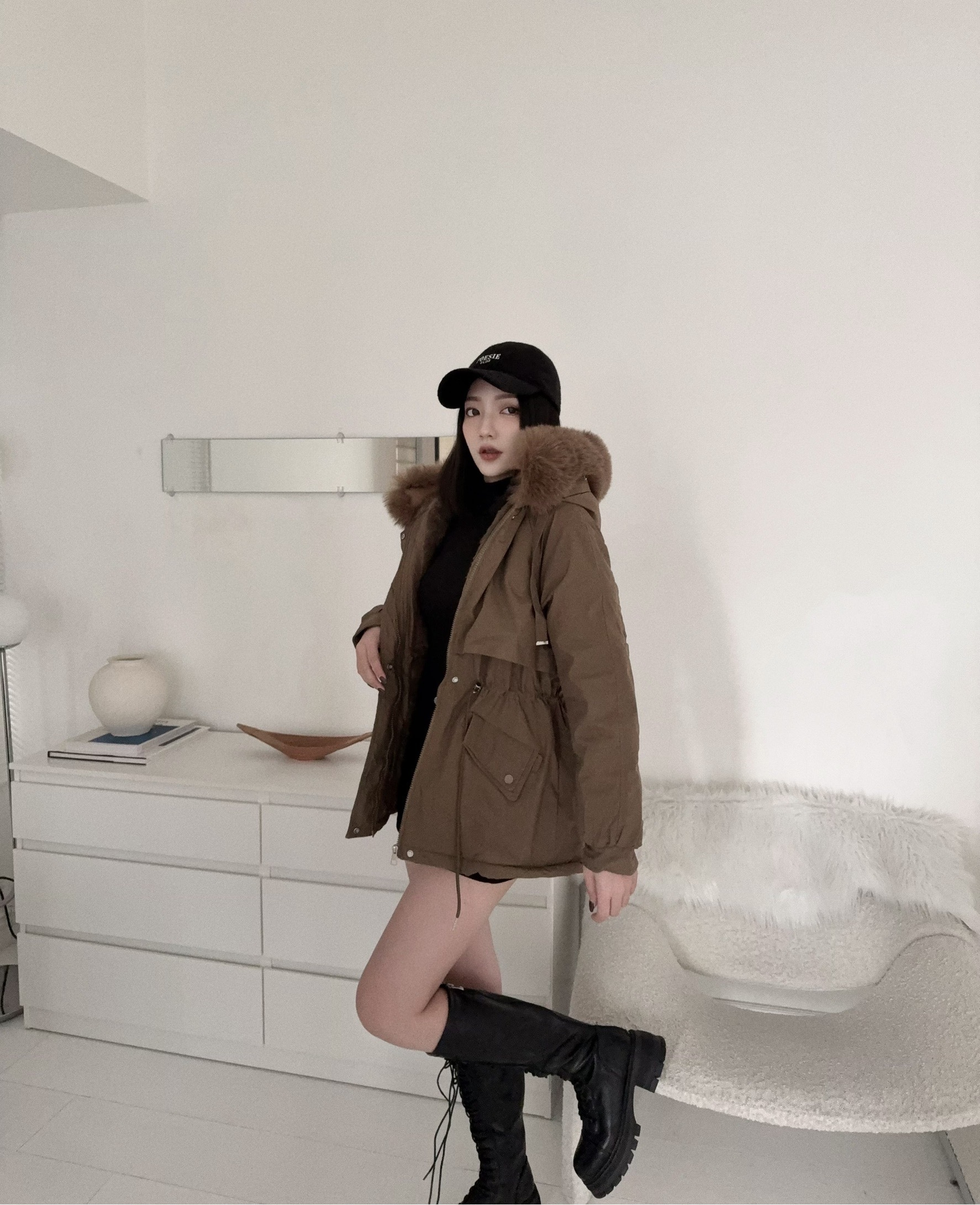 1225603『選品』超暖毛圈縮腰厚款外套 (3)