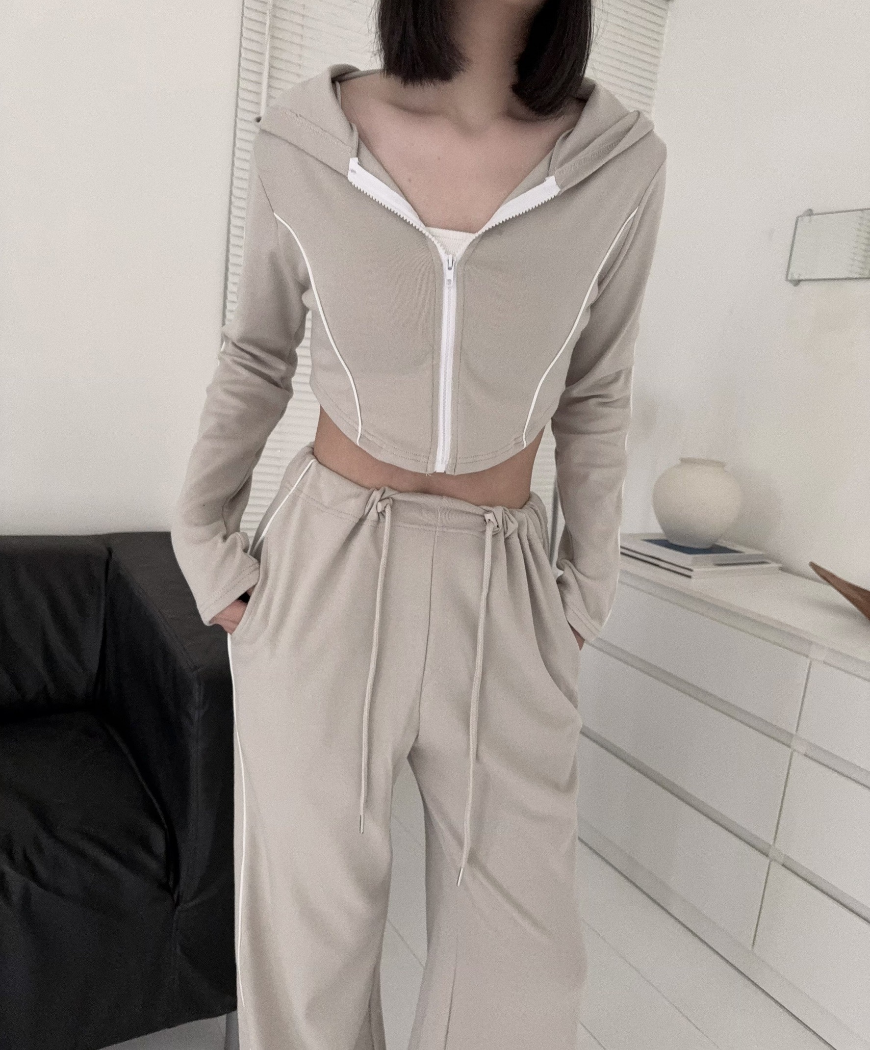 12250071『訂製款』歐美個性撞色壓條下圓弧拉鍊SET (5)