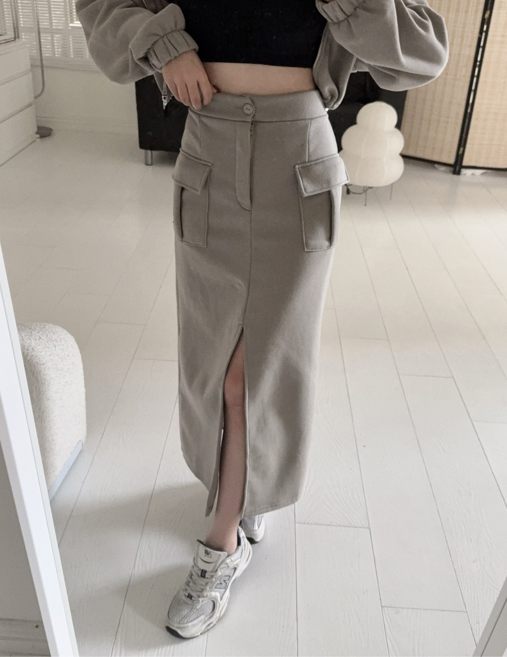 12250066『訂製款』率性工裝開叉長裙+外套SET (5)