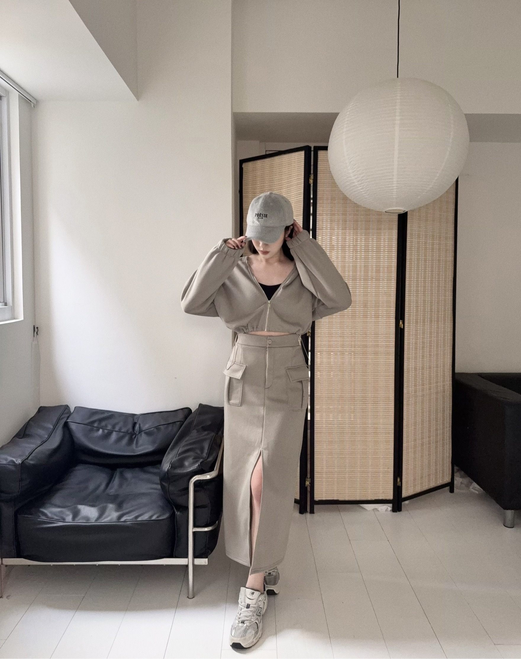 12250066『訂製款』率性工裝開叉長裙+外套SET