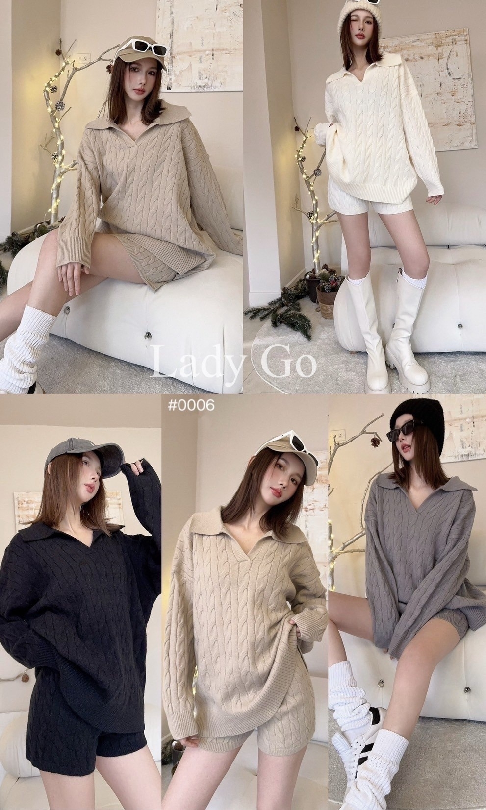 訂製款-慵懶麻花針織長版上衣set