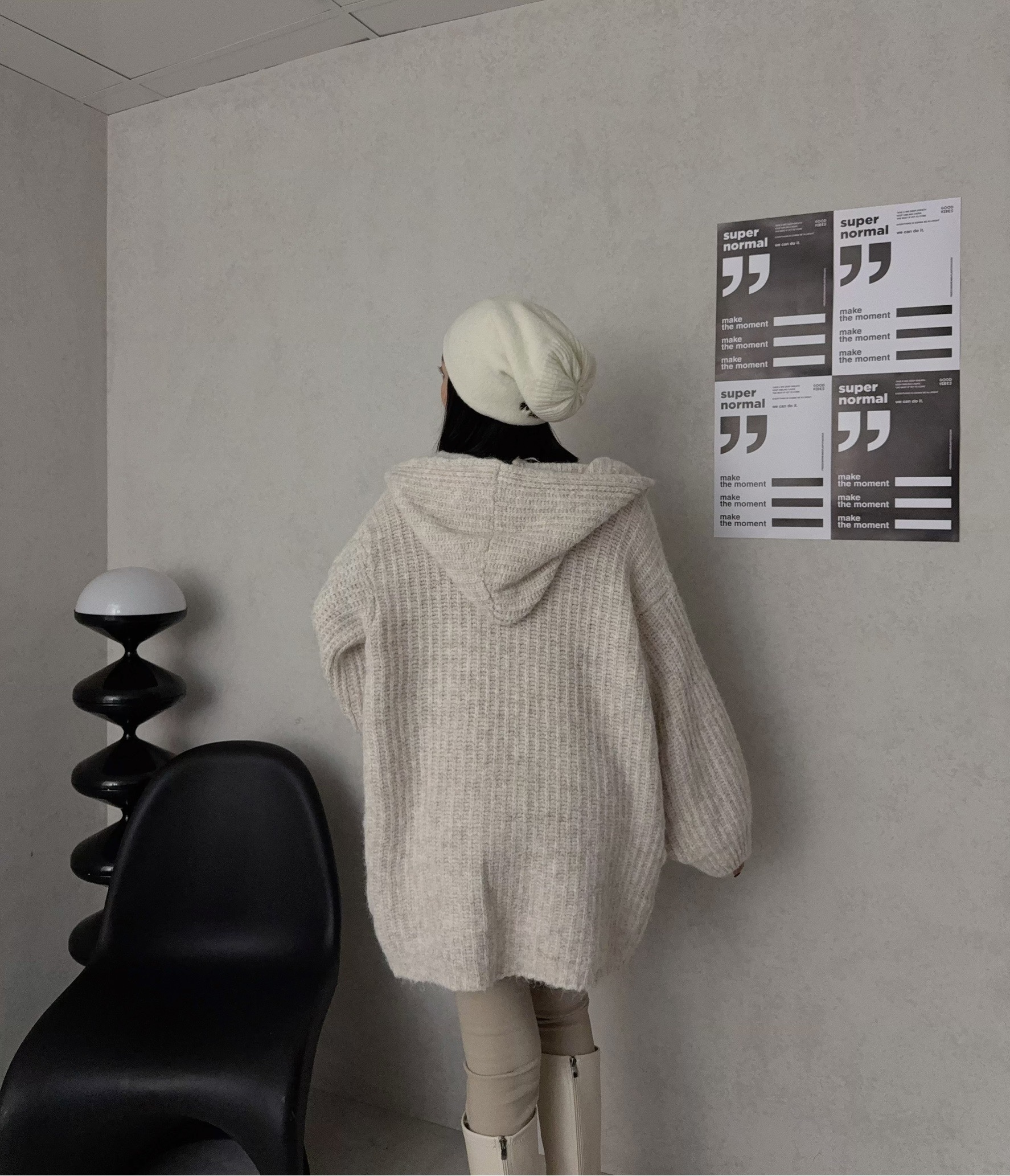 24085『選品』親膚羊毛針織長版針織連帽外 (5)