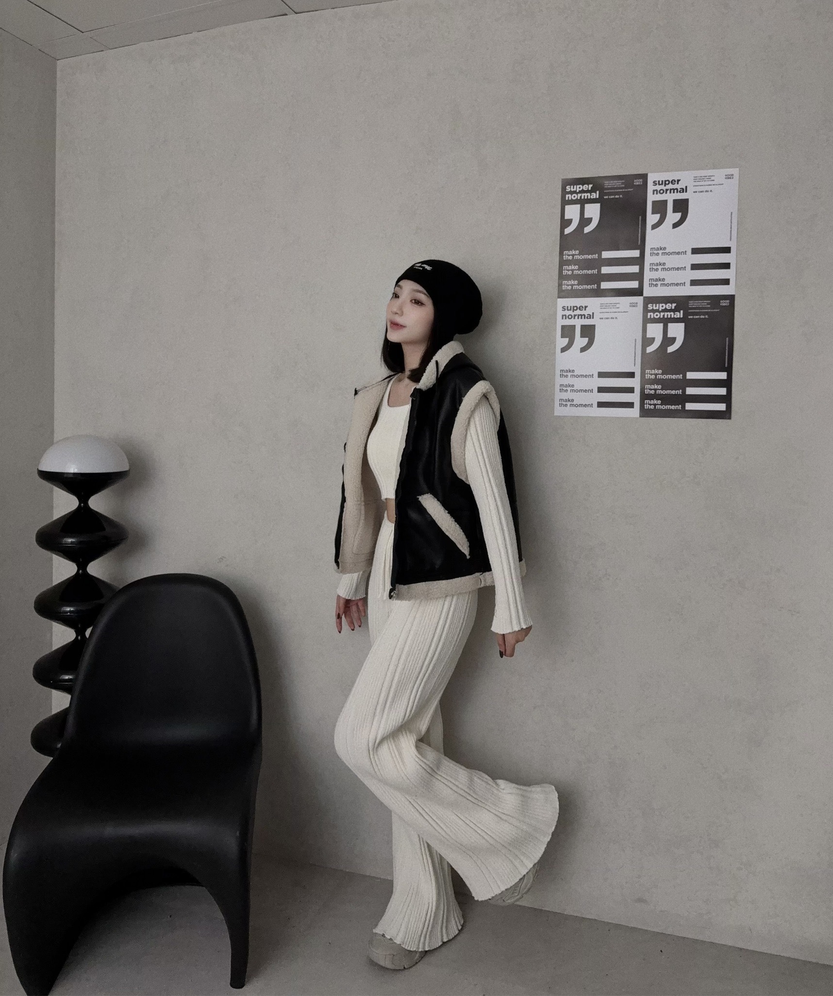 6022『選品』羊羔毛皮拼接連帽背心