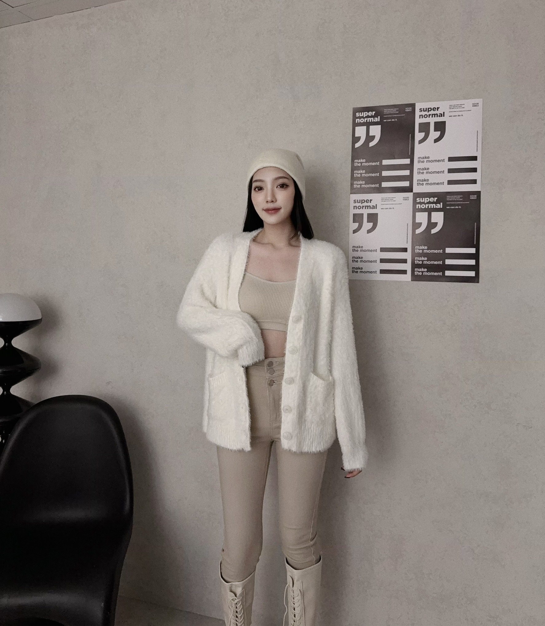 02827『選品』慵懶可愛水貂毛排扣外