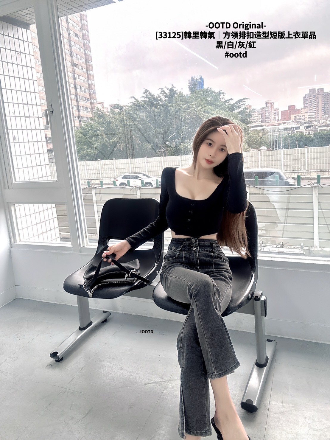 [33125]韓里韓氣｜方領排扣造型短版上衣單品 (7)