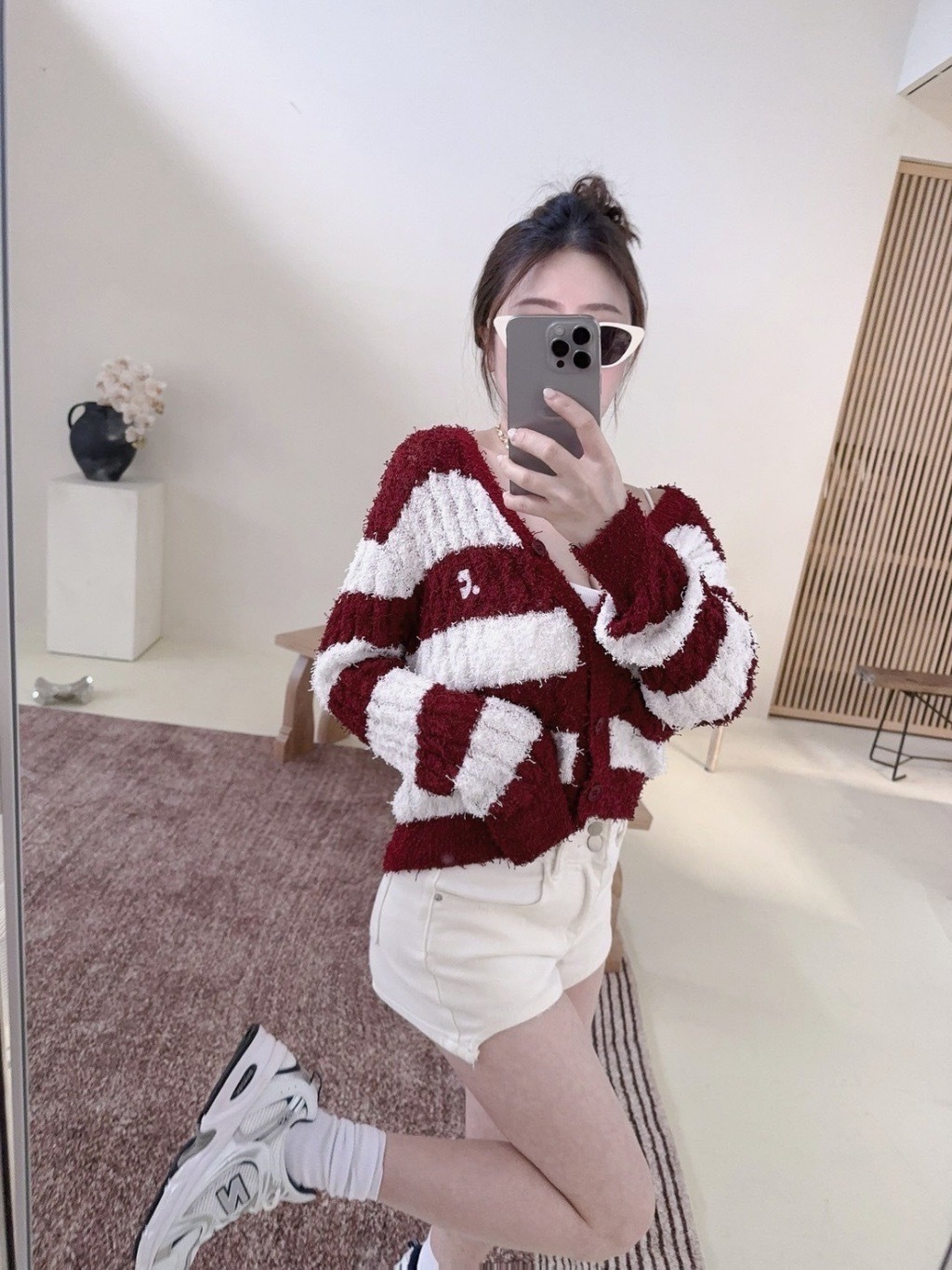 839軟糯感條文針織刺繡短外 (2)