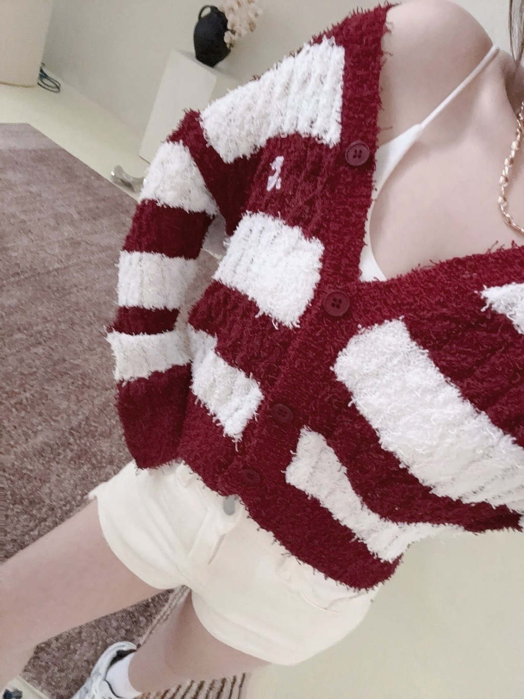 839軟糯感條文針織刺繡短外