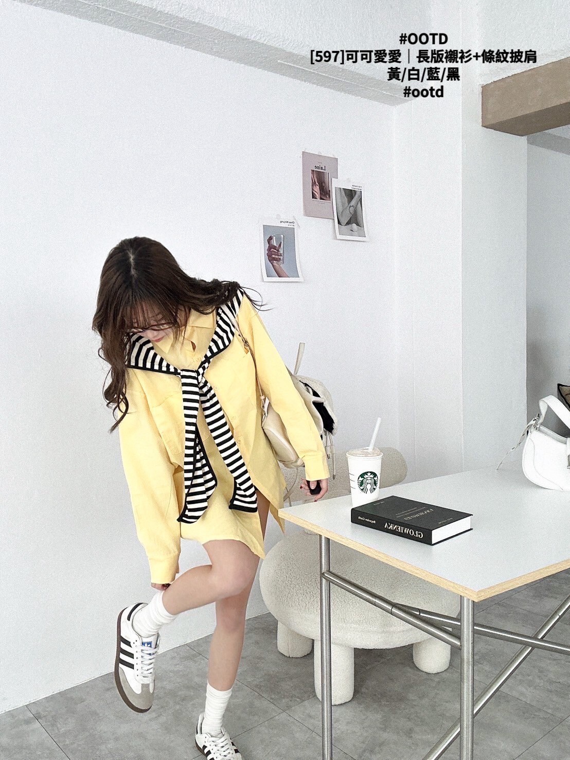 [597]可可愛愛｜長版襯衫+條紋披肩 (4)