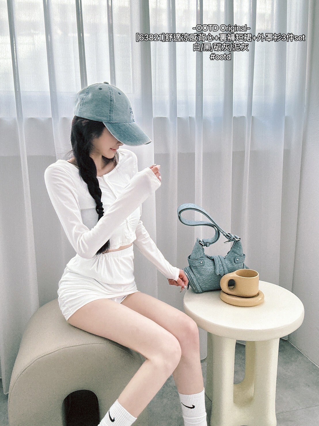 [63821]舒適涼感背心+裏褲短裙+外罩衫3件set (2)