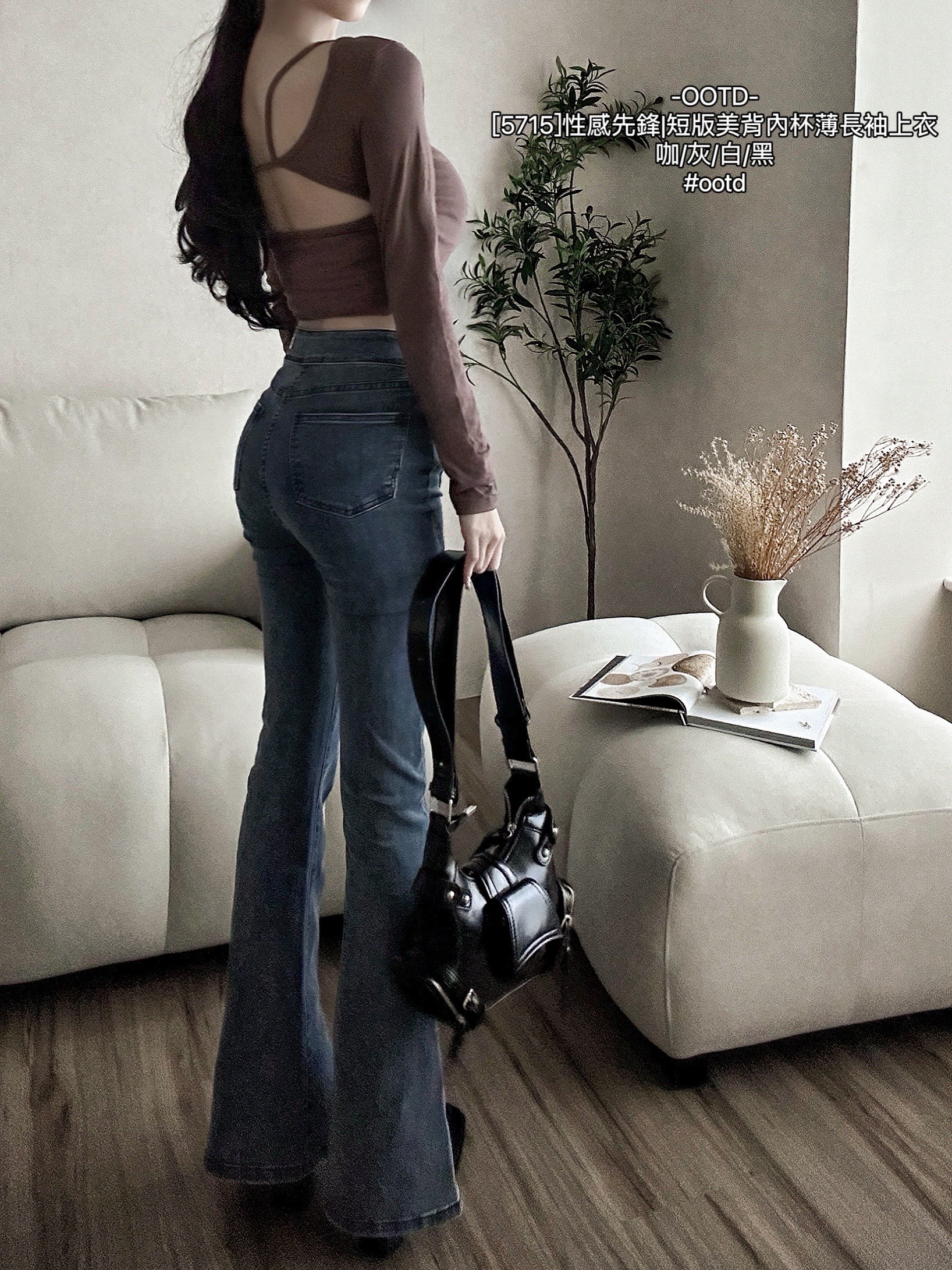 [5715]性感先鋒短版美背內杯薄長袖上衣 (3)