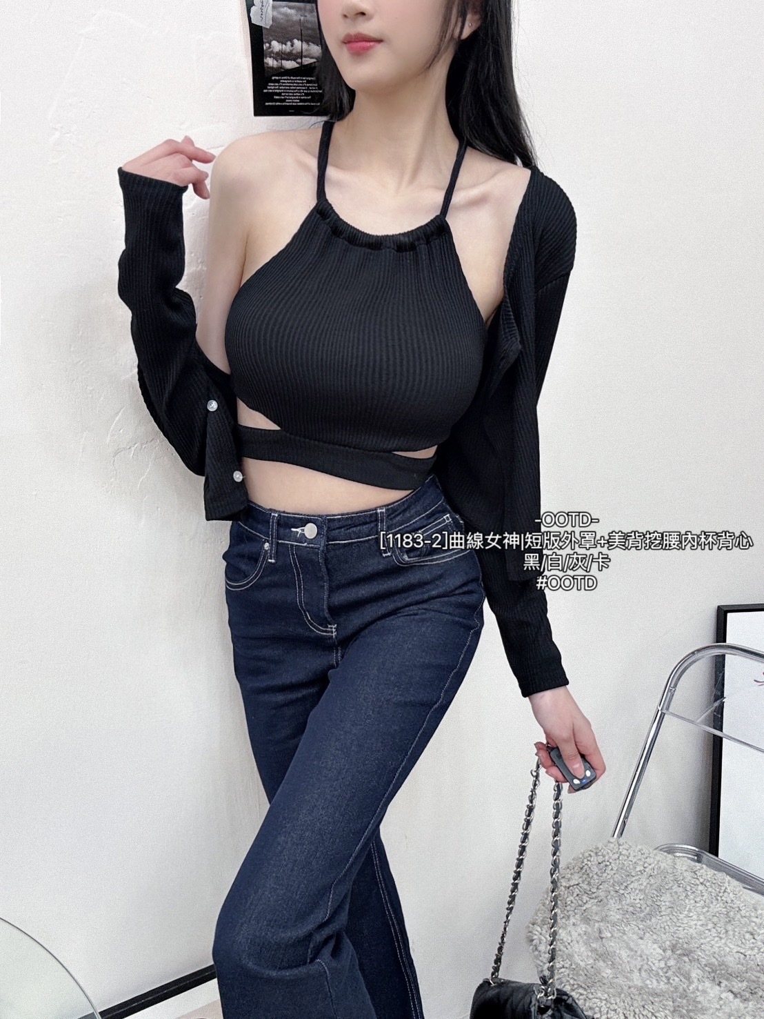 [1183-2]曲線女神短版外罩+美背挖腰內杯背心 (8)