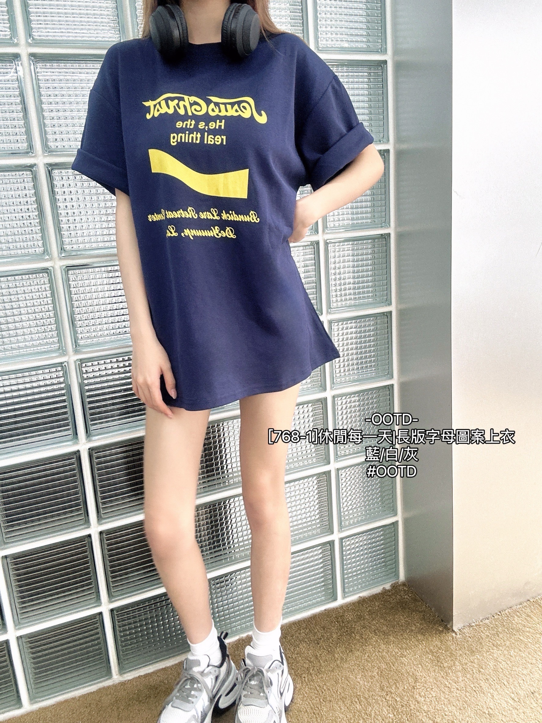 [768-1]休閒每一天長版字母圖案上衣 (5)