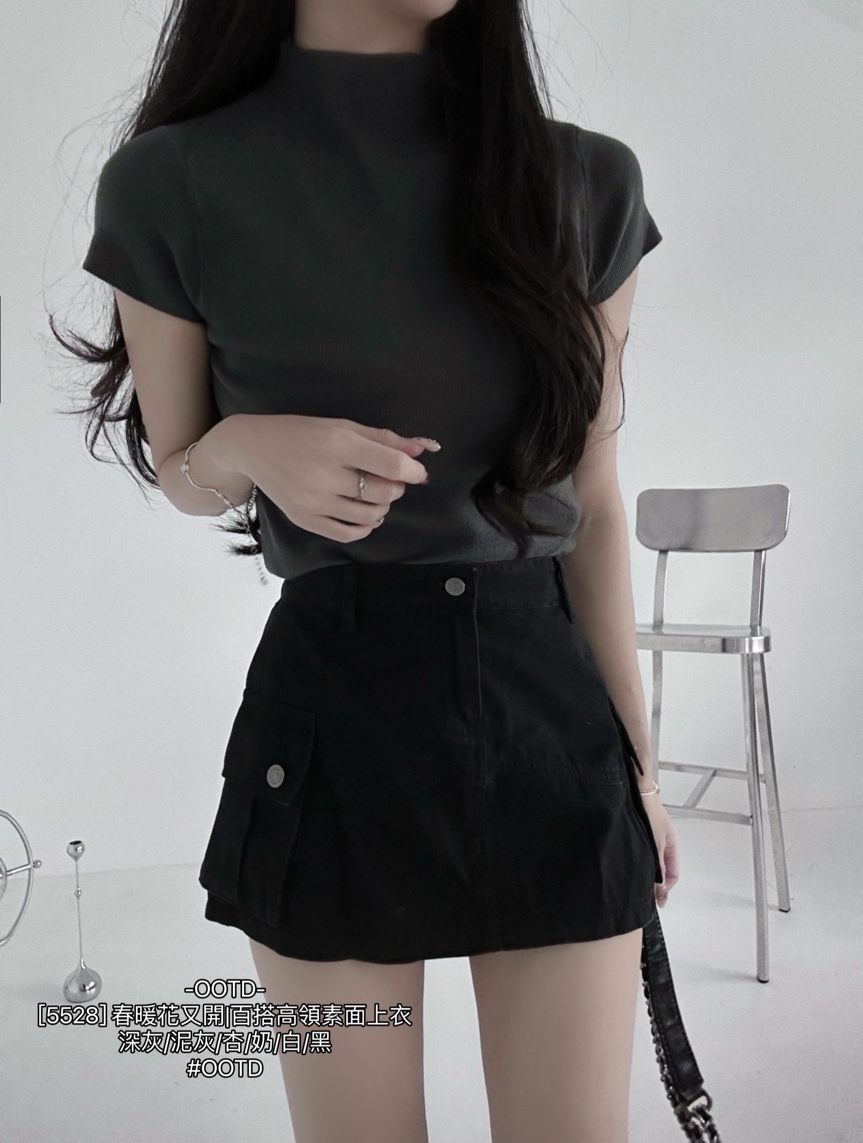 [5528] 春暖花又開百搭高領素面上衣 (9)