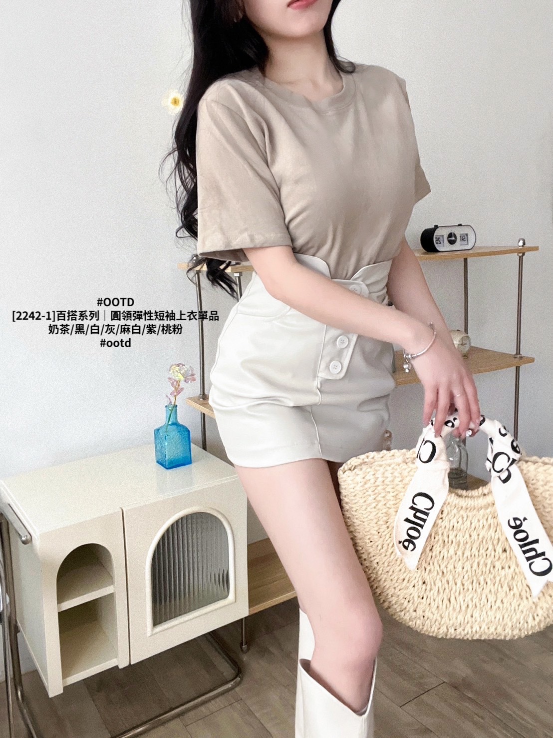 [2242-1]百搭系列｜圓領彈性短袖上衣單品 (5)