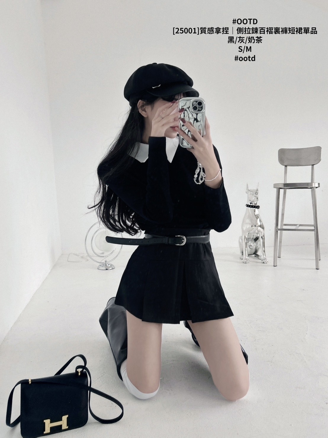 [25001]質感拿捏｜側拉鍊百褶裏褲短裙單品 (7)