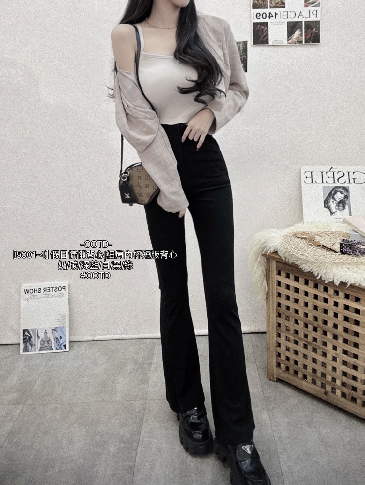 [5001-4] 假日慵懶背心細肩內杯短版背心 (4)