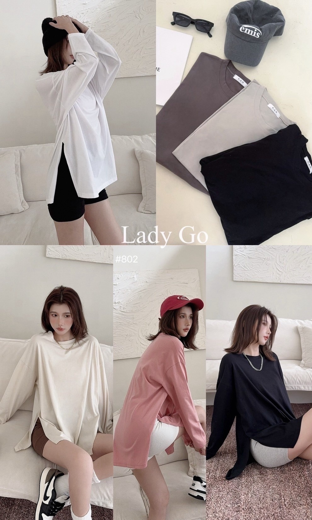 802薄款側開岔圓領T