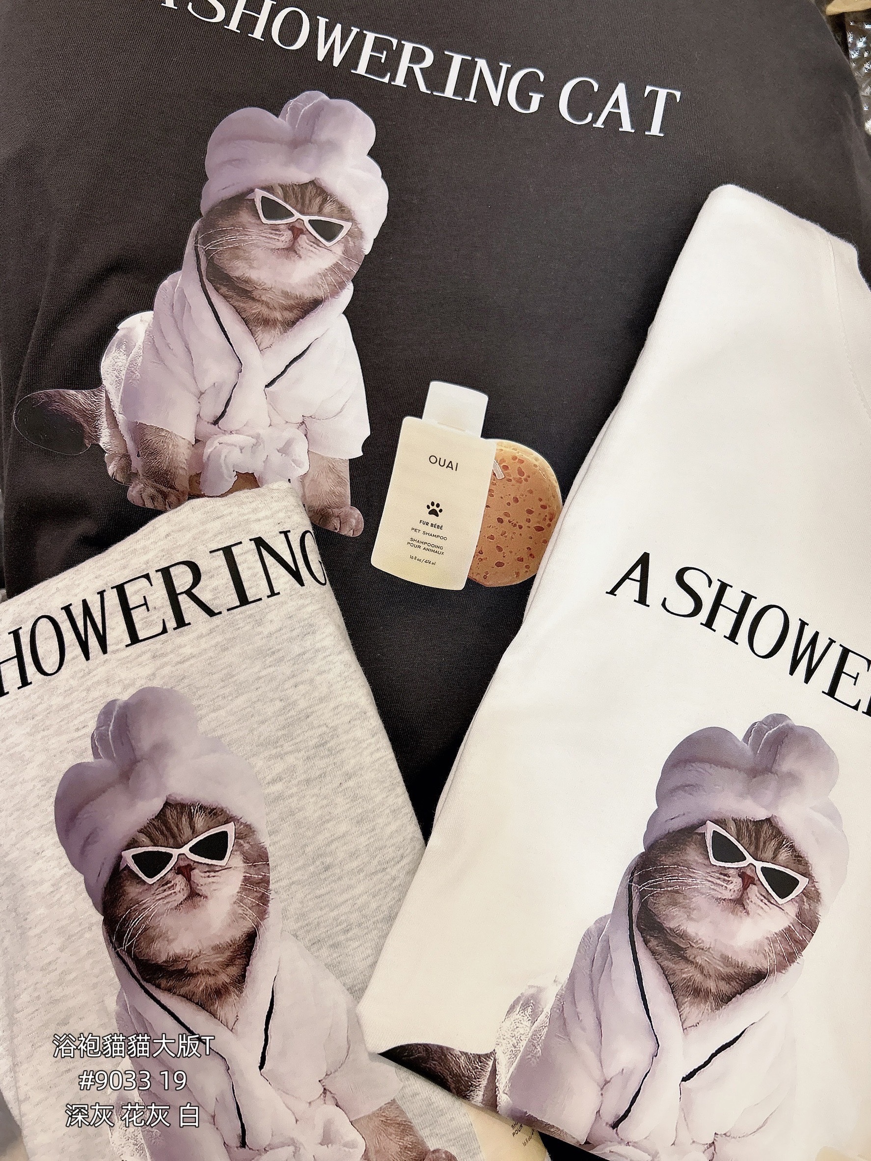 9033浴袍貓貓大版T美式浴袍貓貓寬TEE (3)