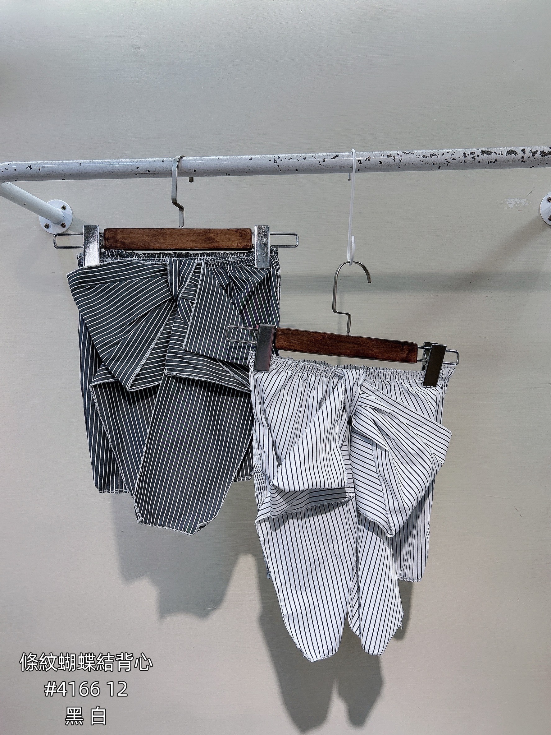 4166條紋蝴蝶結抹胸小清新甜美風 (2)