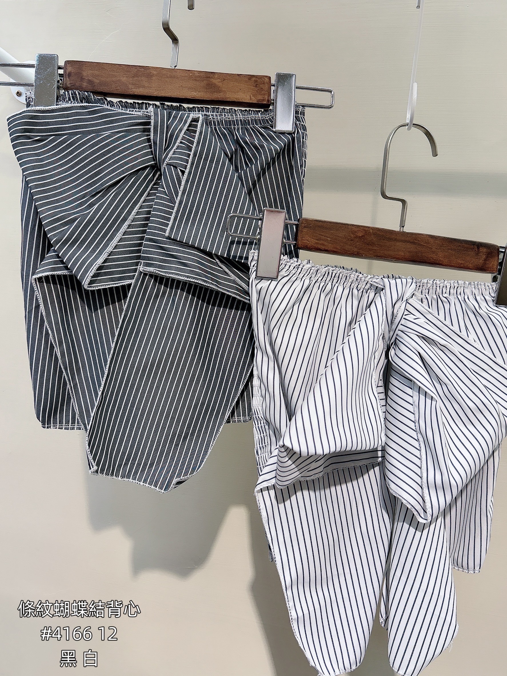 4166條紋蝴蝶結抹胸小清新甜美風 (3)