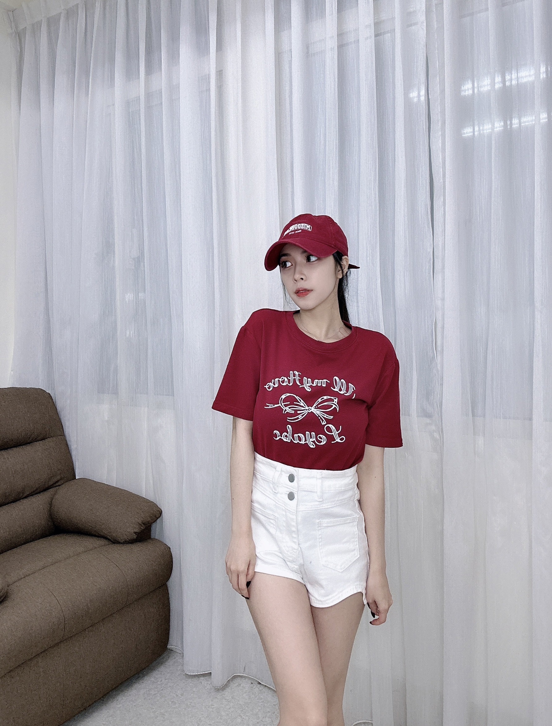 2001圓領蝴蝶結短版T短款棉質 (4)