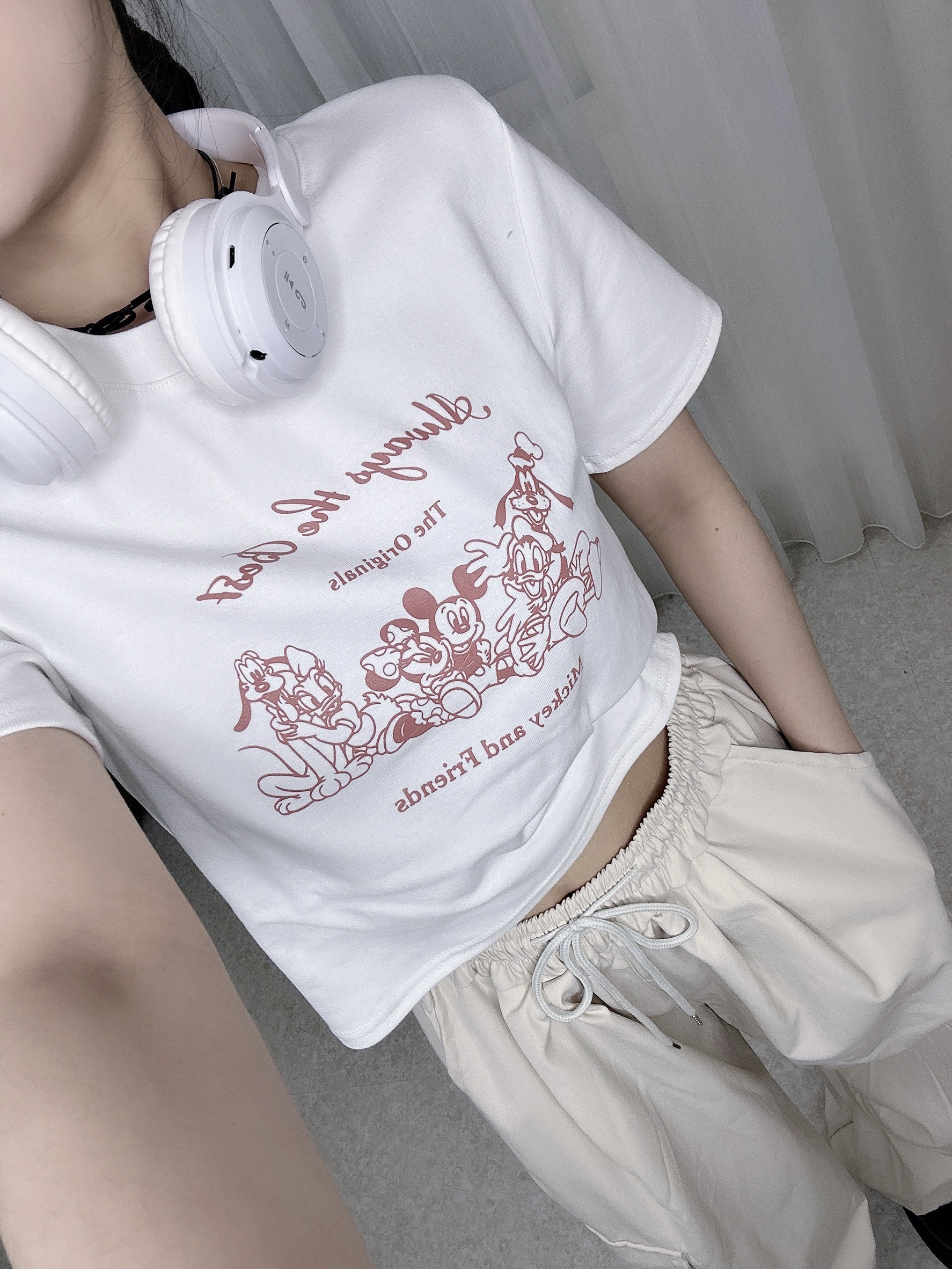 2184米奇圖片T印花休閒純棉圓領短版t (2)