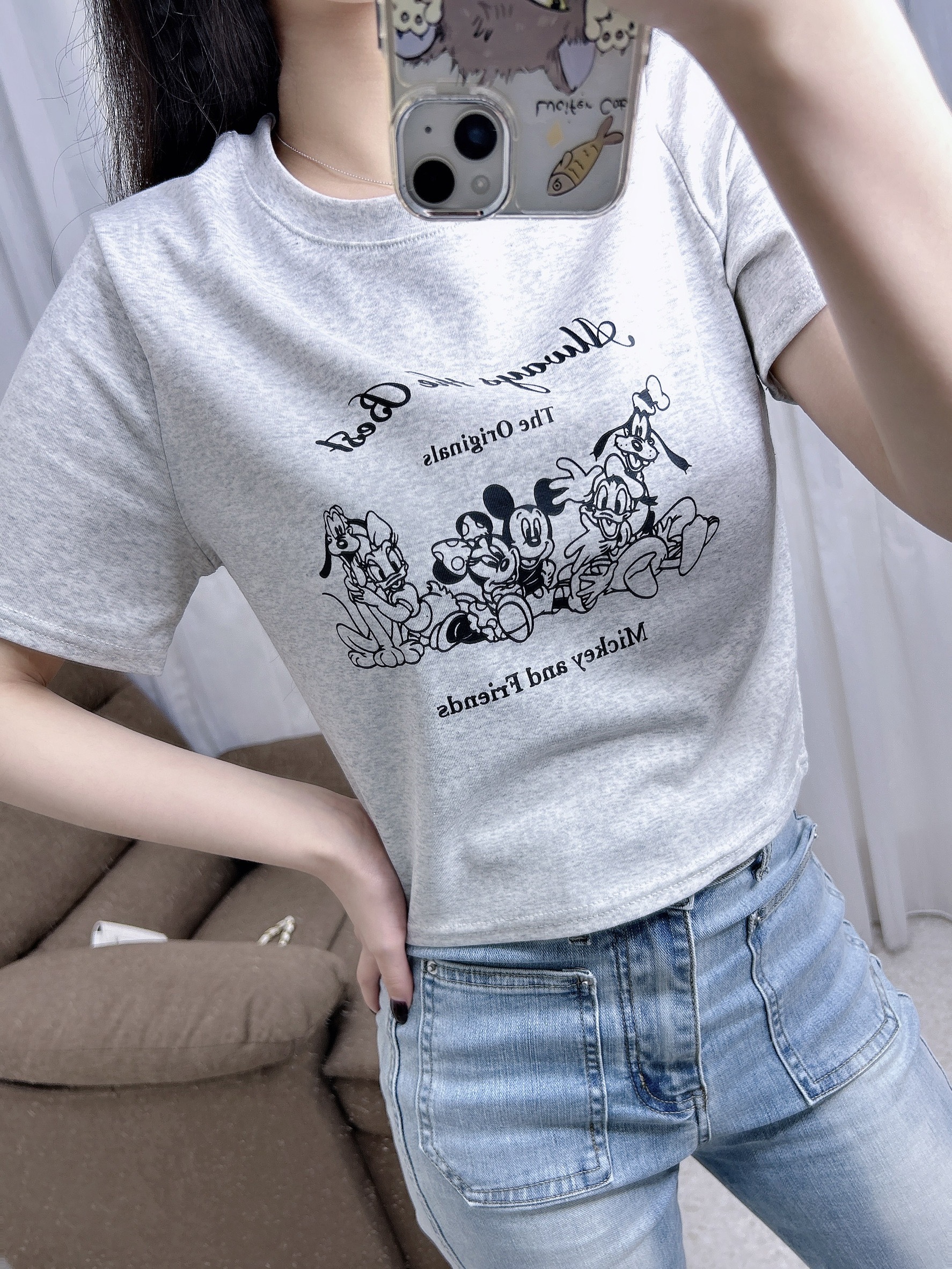 2184米奇圖片T印花休閒純棉圓領短版t (4)