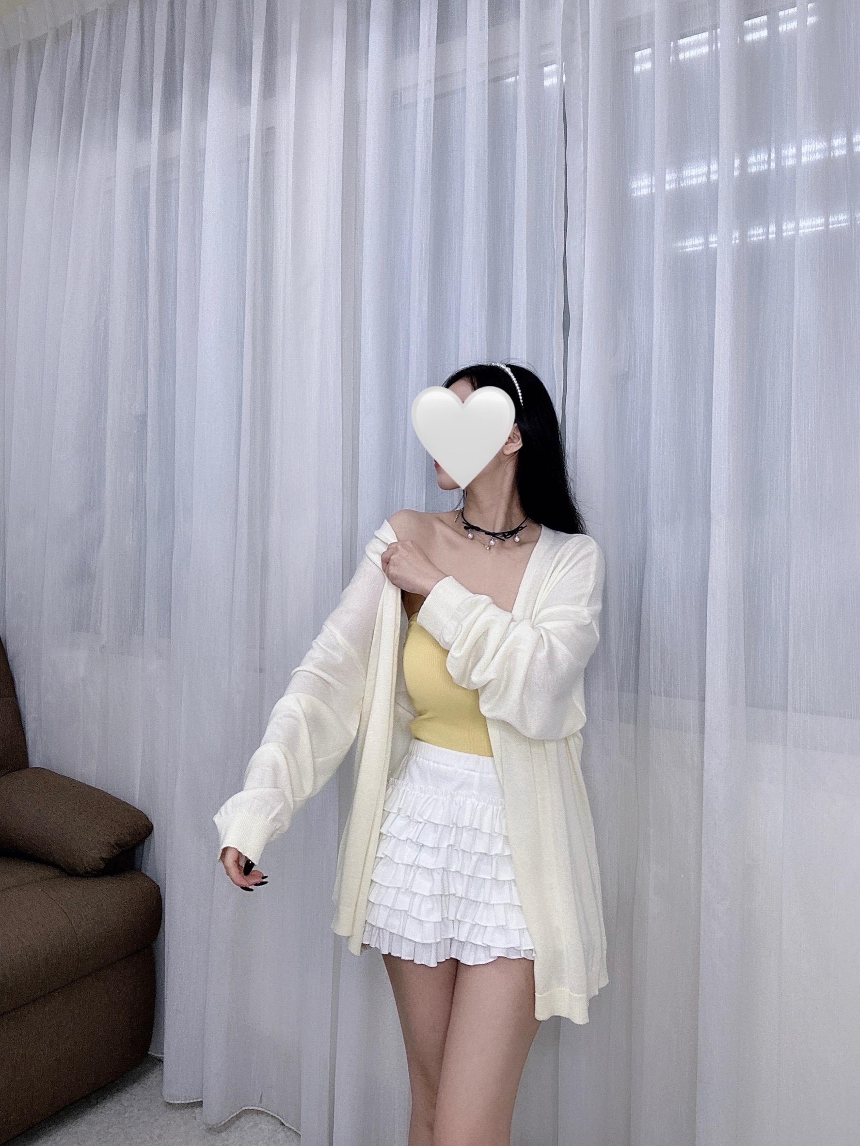 3980長板包芯紗罩衫V領透視防曬開衫 (6)