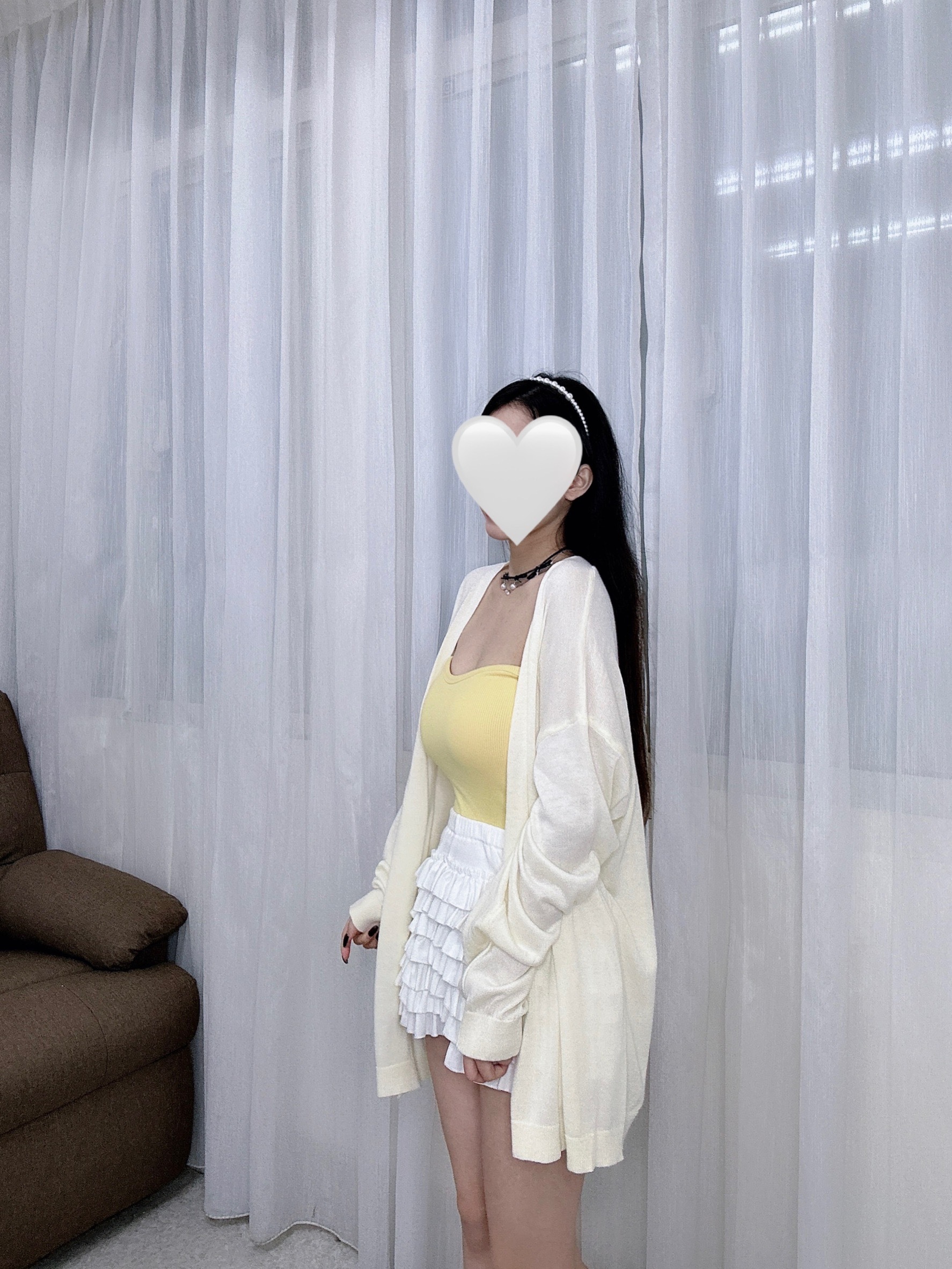 3980長板包芯紗罩衫V領透視防曬開衫 (7)