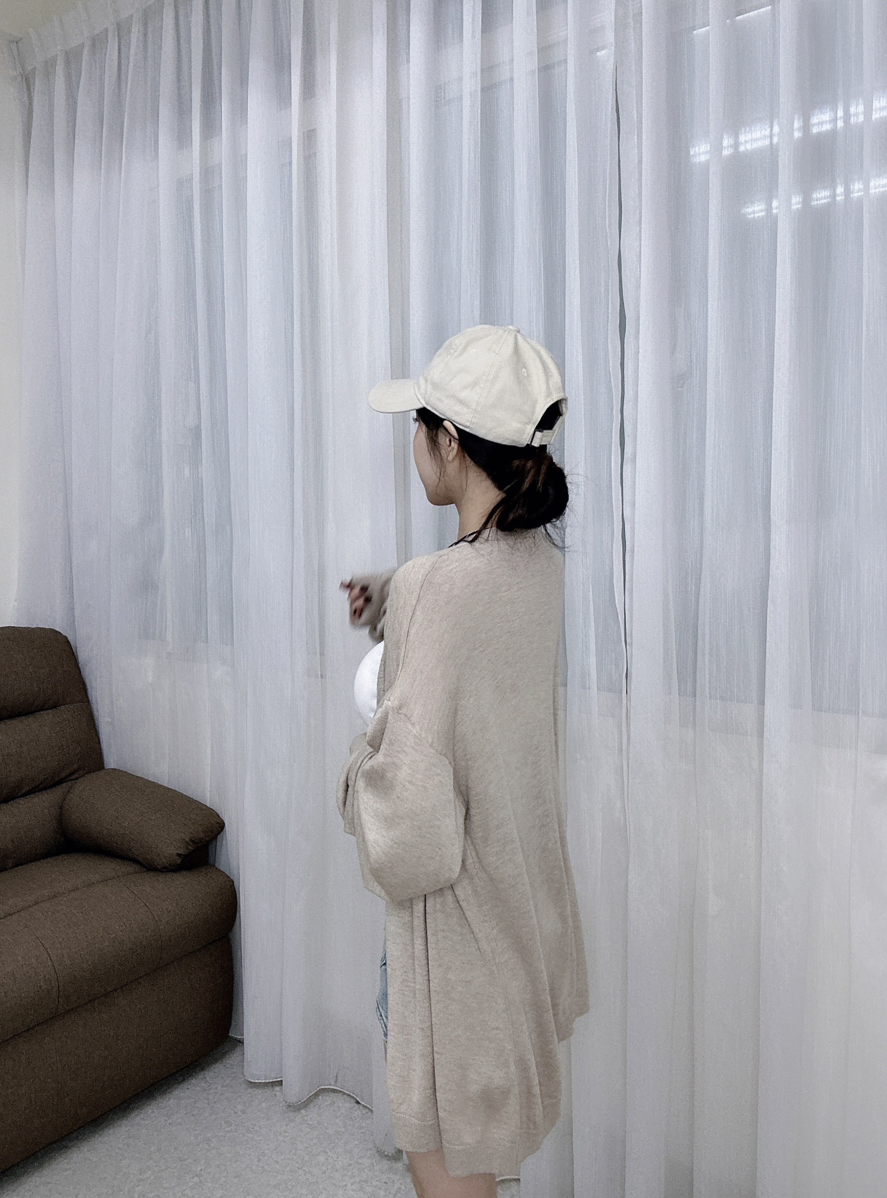 3980長板包芯紗罩衫V領透視防曬開衫 (5)