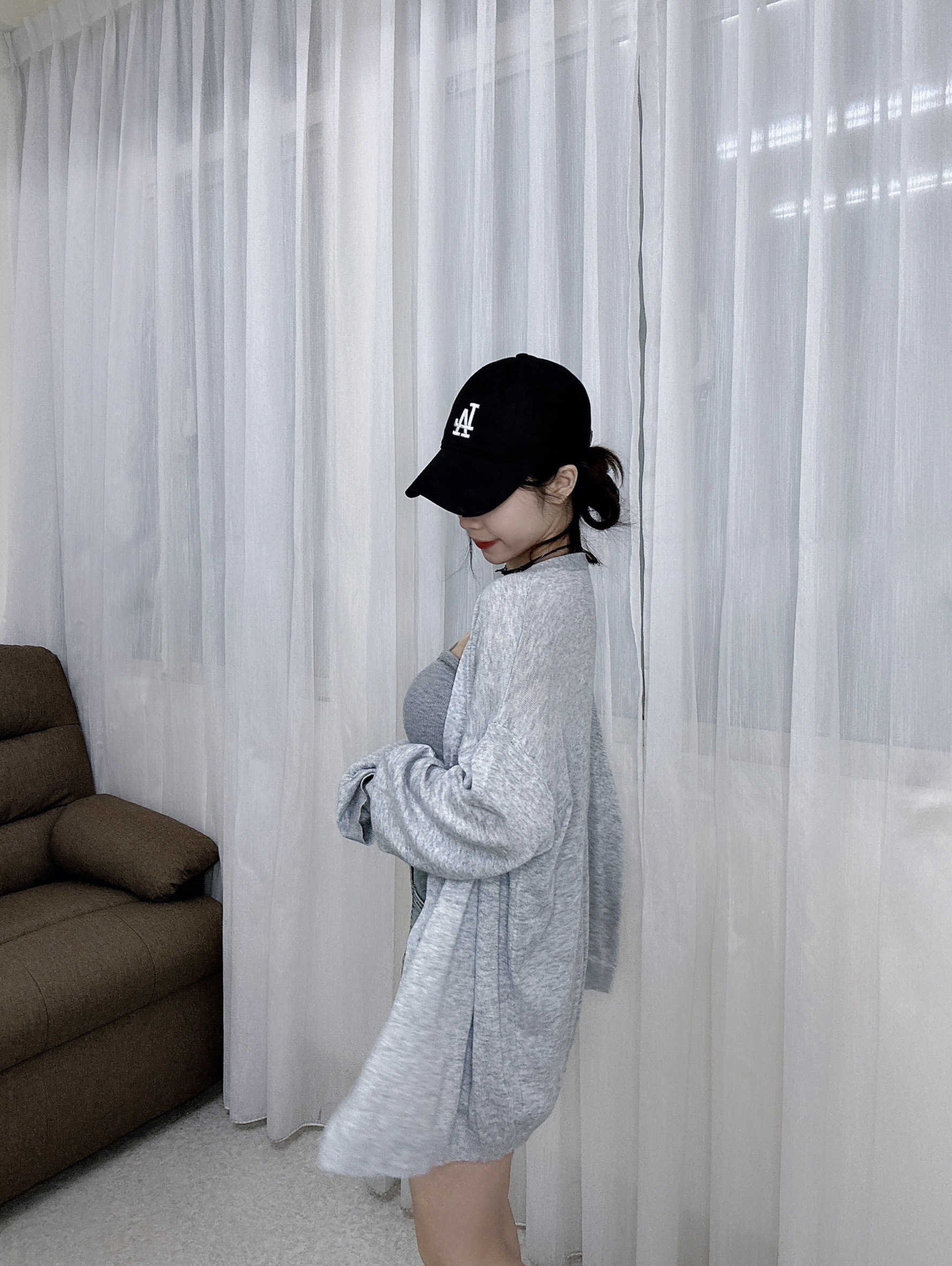 3980長板包芯紗罩衫V領透視防曬開衫 (8)