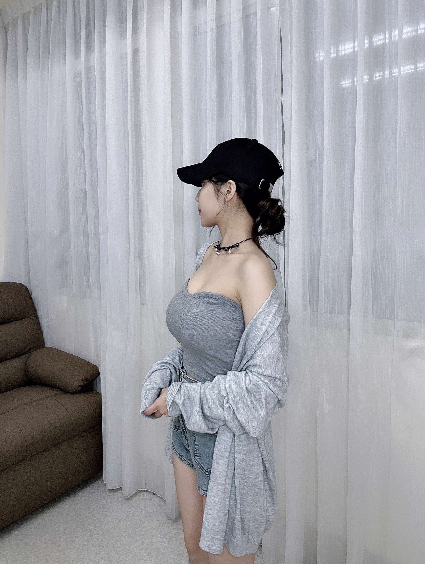 3980長板包芯紗罩衫V領透視防曬開衫 (9)