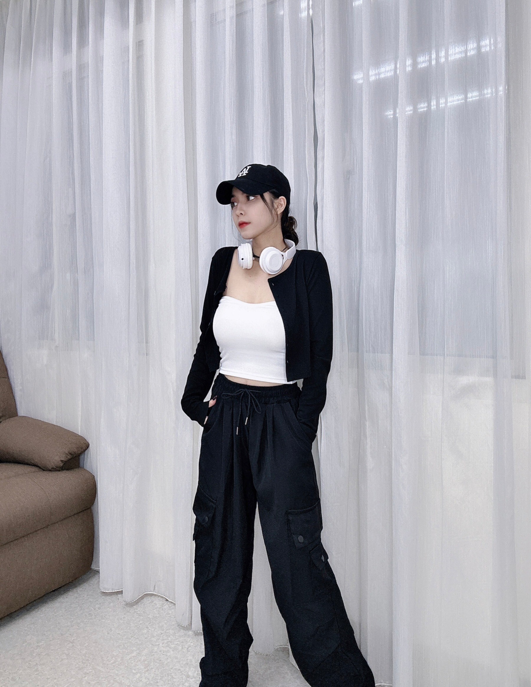 1536鬆緊腰工裝褲舒適鬆緊腰頭 (5)