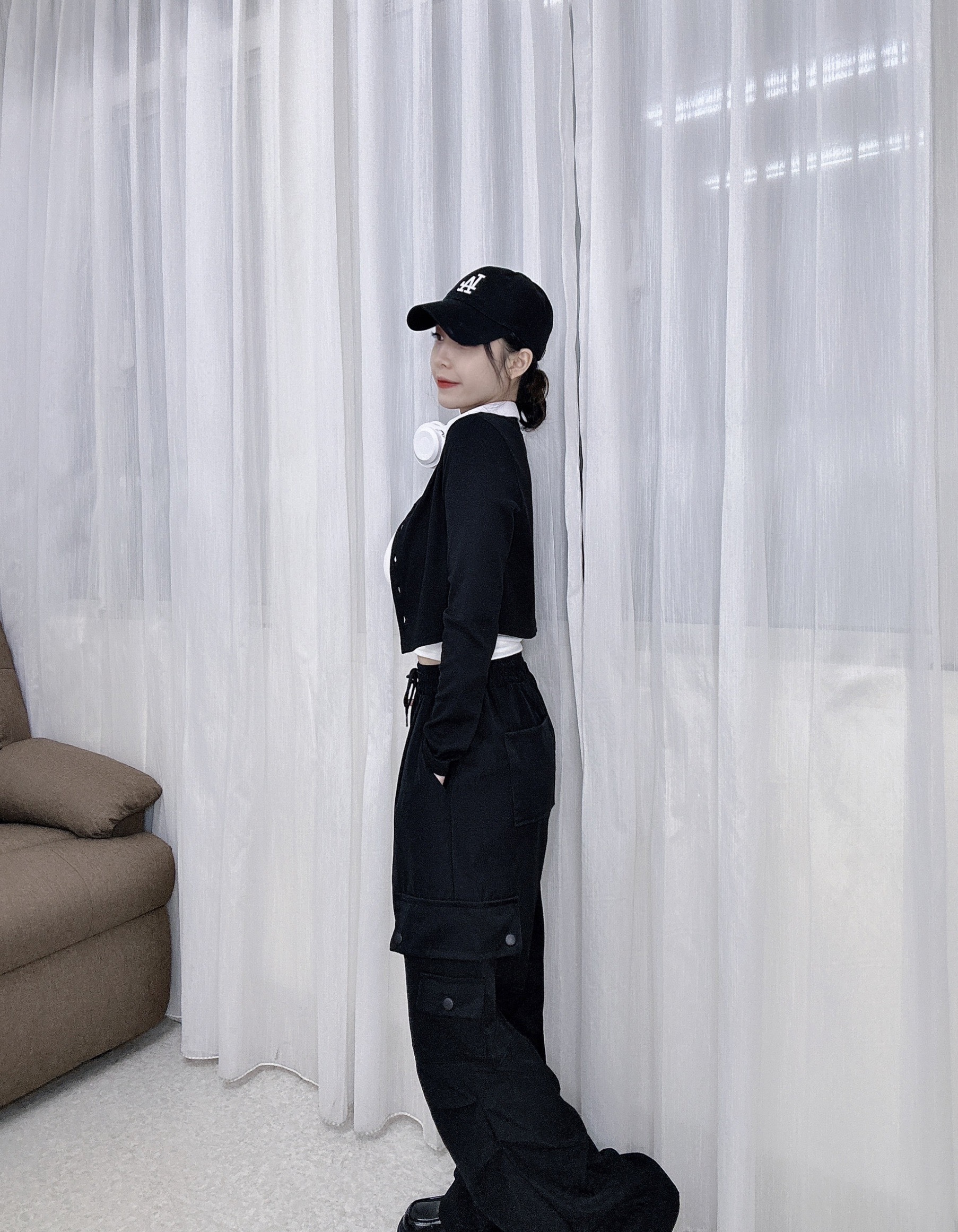 1536鬆緊腰工裝褲舒適鬆緊腰頭 (4)