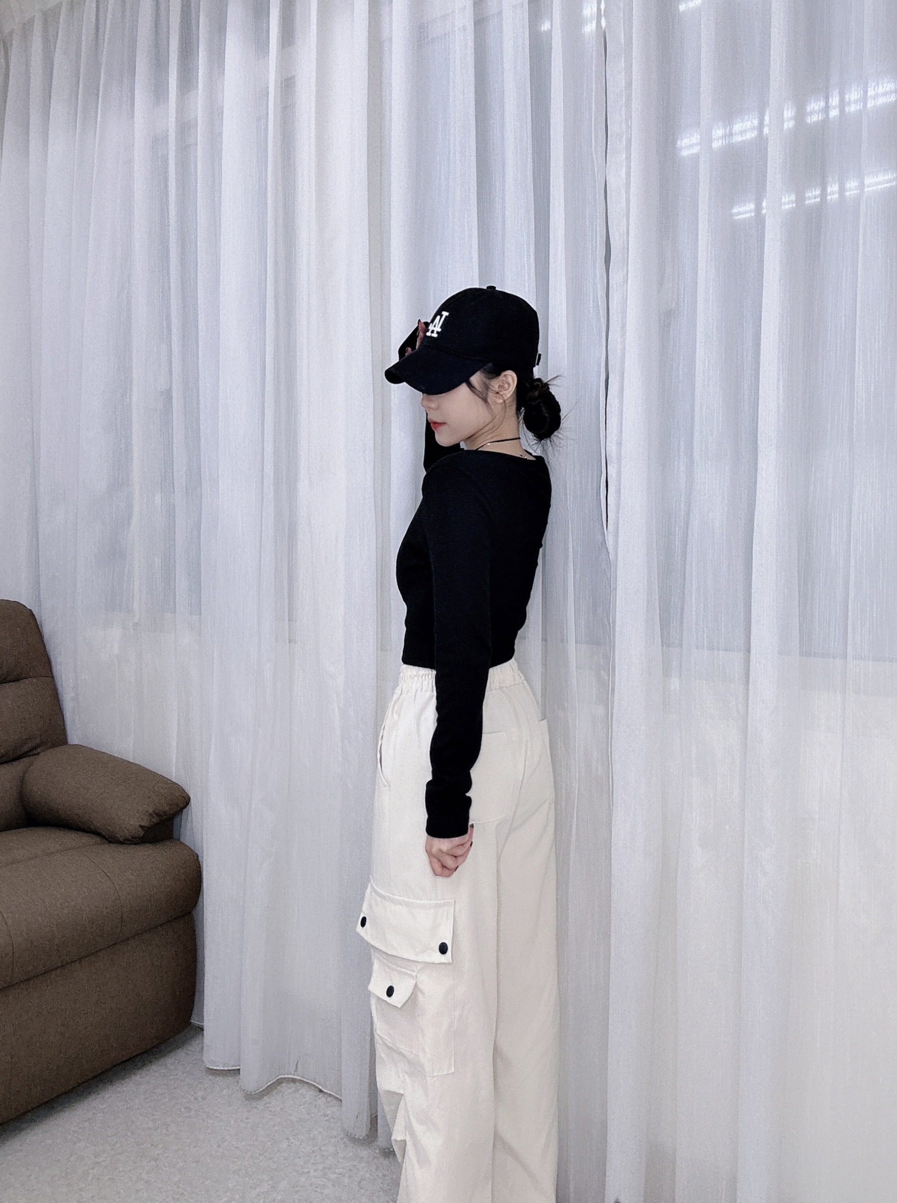 1536鬆緊腰工裝褲舒適鬆緊腰頭 (6)