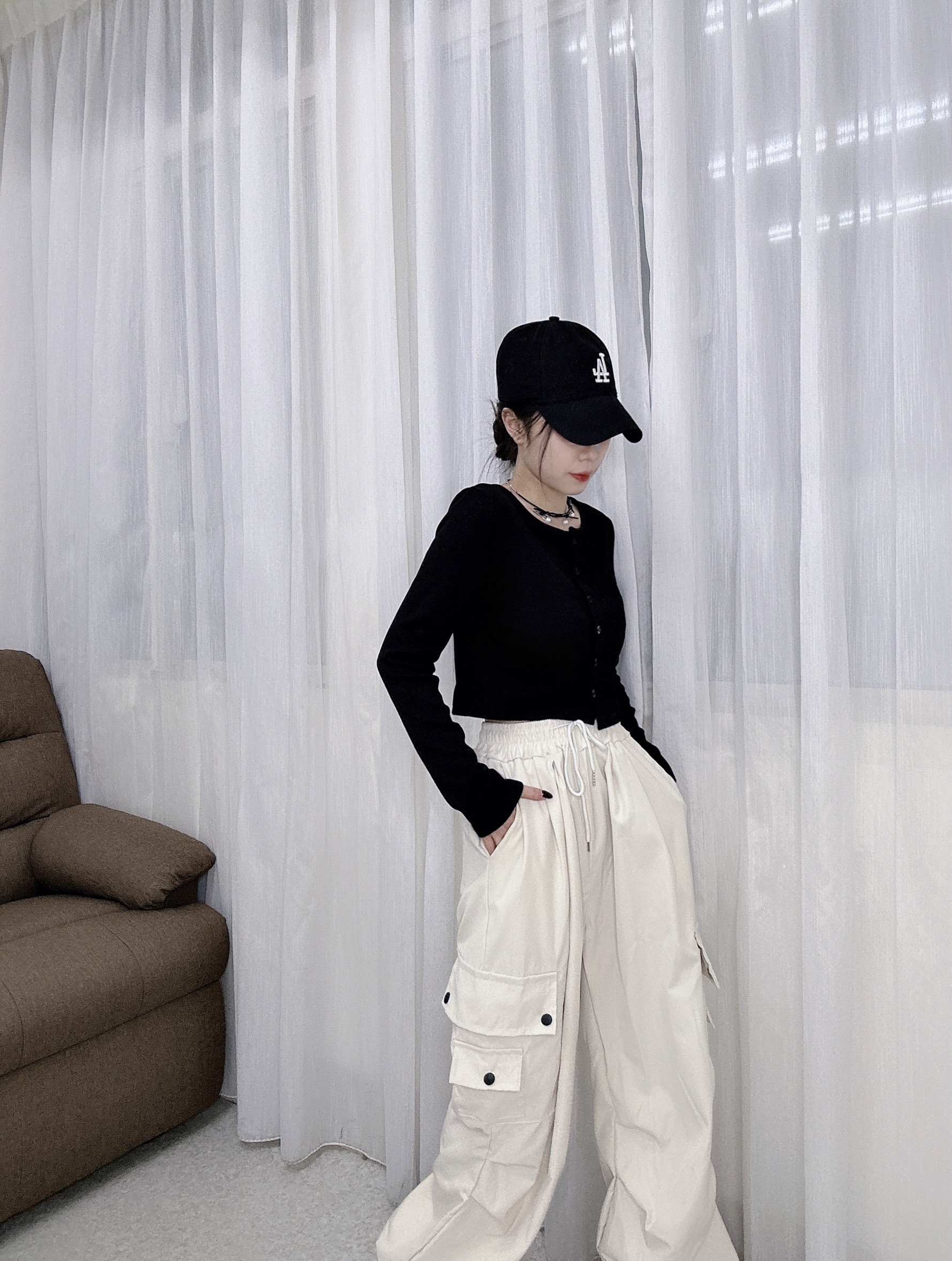 1536鬆緊腰工裝褲舒適鬆緊腰頭 (7)