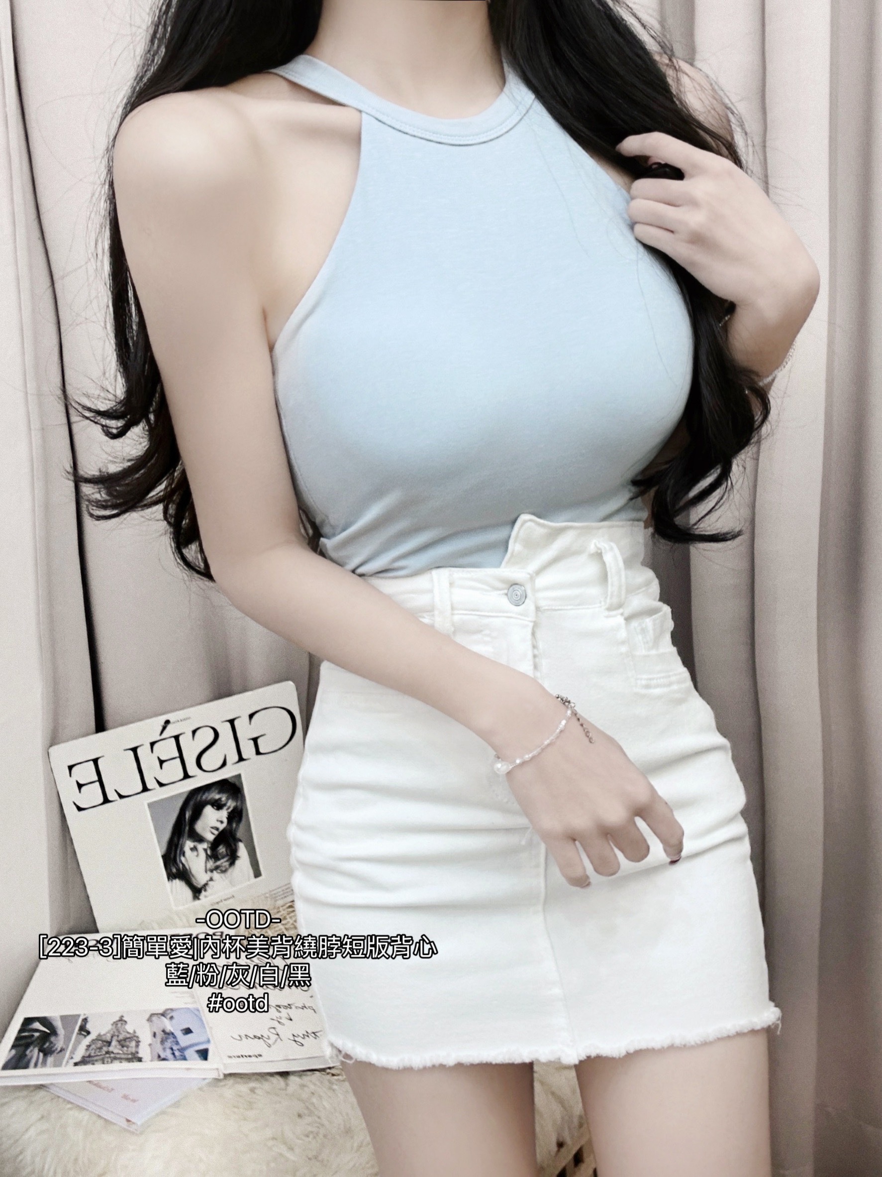 [223-3]簡單愛內杯美背繞脖短版背心 (5)