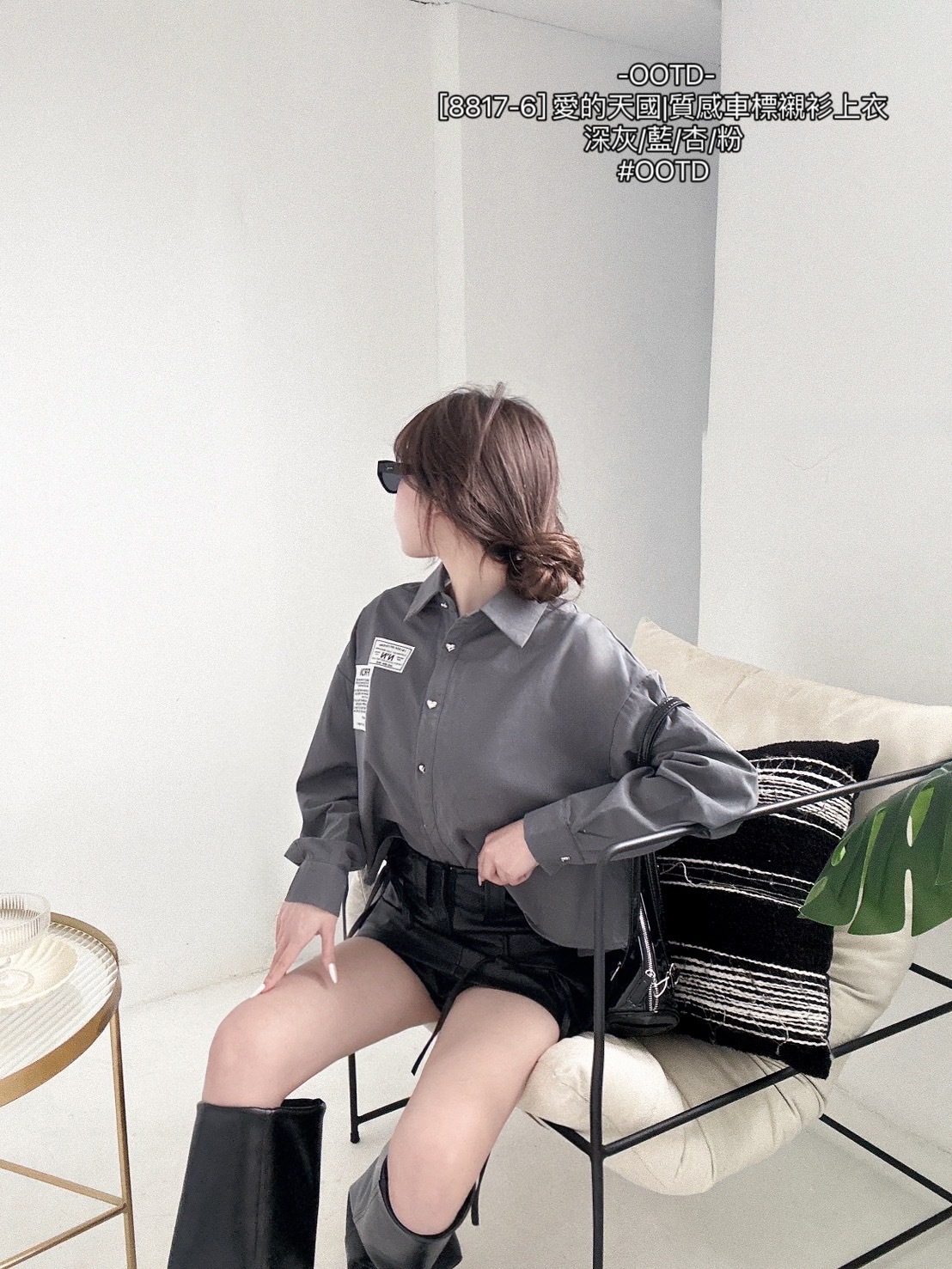 [8817-6] 愛的天國質感車標襯衫上衣 (7)