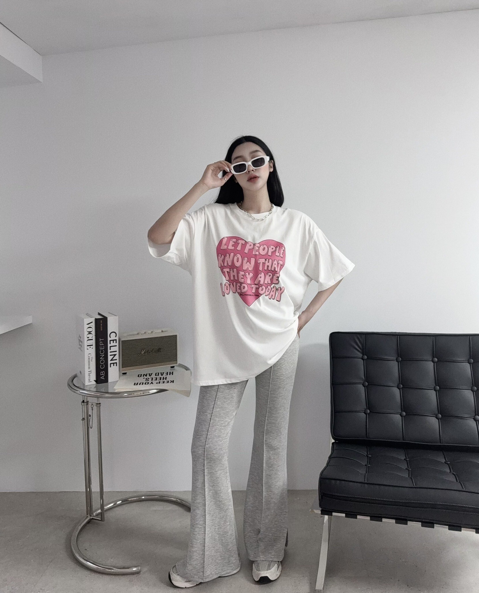 8889『選品』休閒愛心字母寬鬆大T (4)