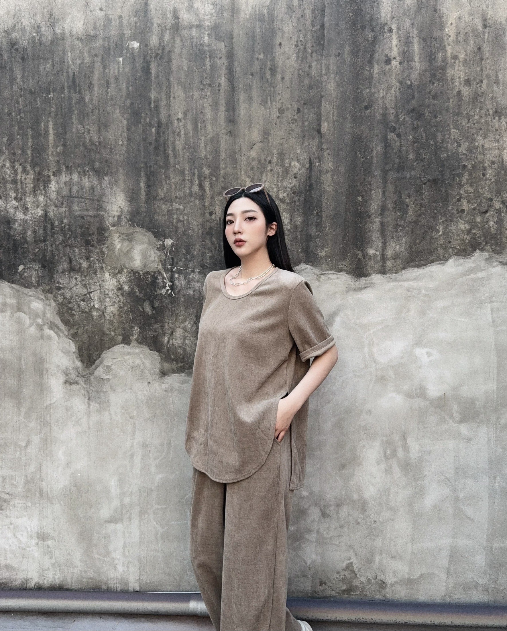 2811『選品』個性水洗磨毛螺紋休閒SET