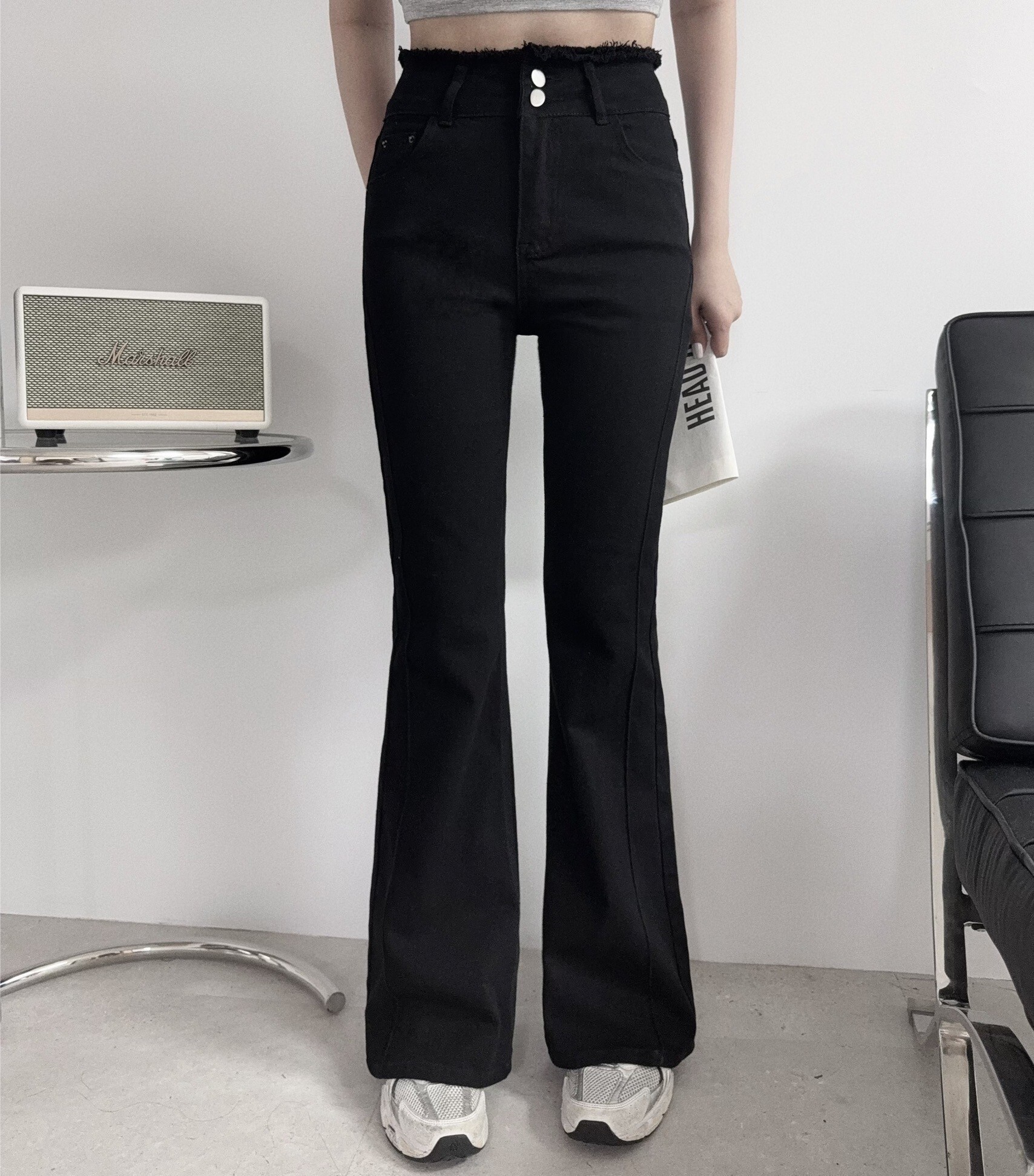 9023『選品』超彈力雙釦百搭長腿牛仔褲