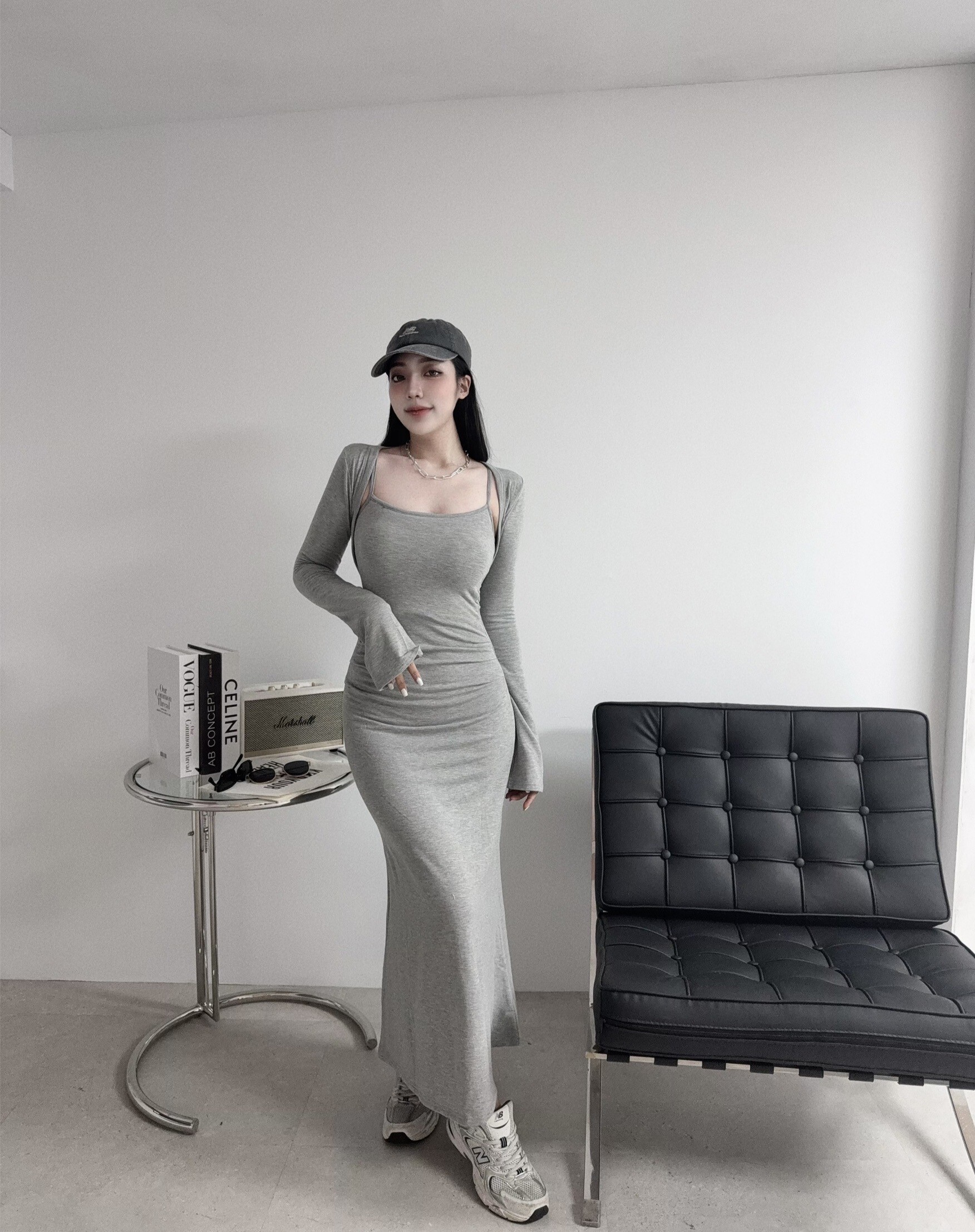 0082『訂製款』韓版極顯瘦魚尾長洋罩衫SET (4)