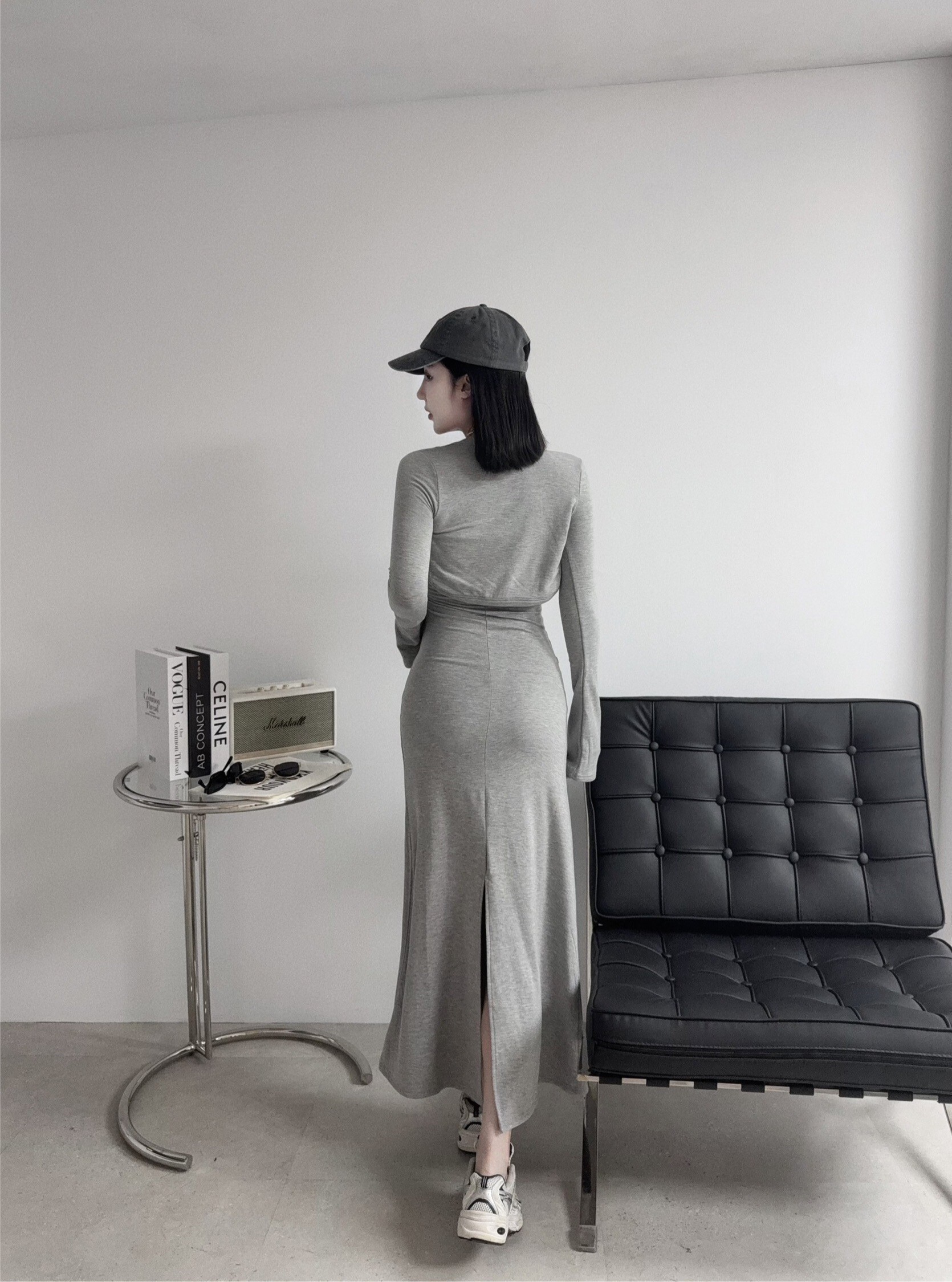 0082『訂製款』韓版極顯瘦魚尾長洋罩衫SET