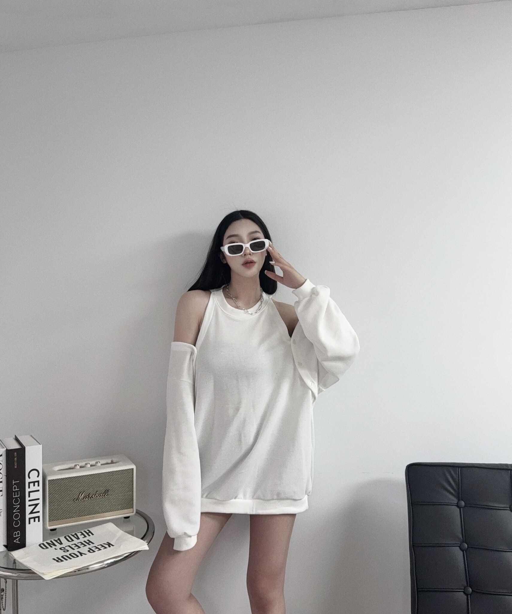 0087『訂製款』韓版個性截肩寬鬆長T (3)