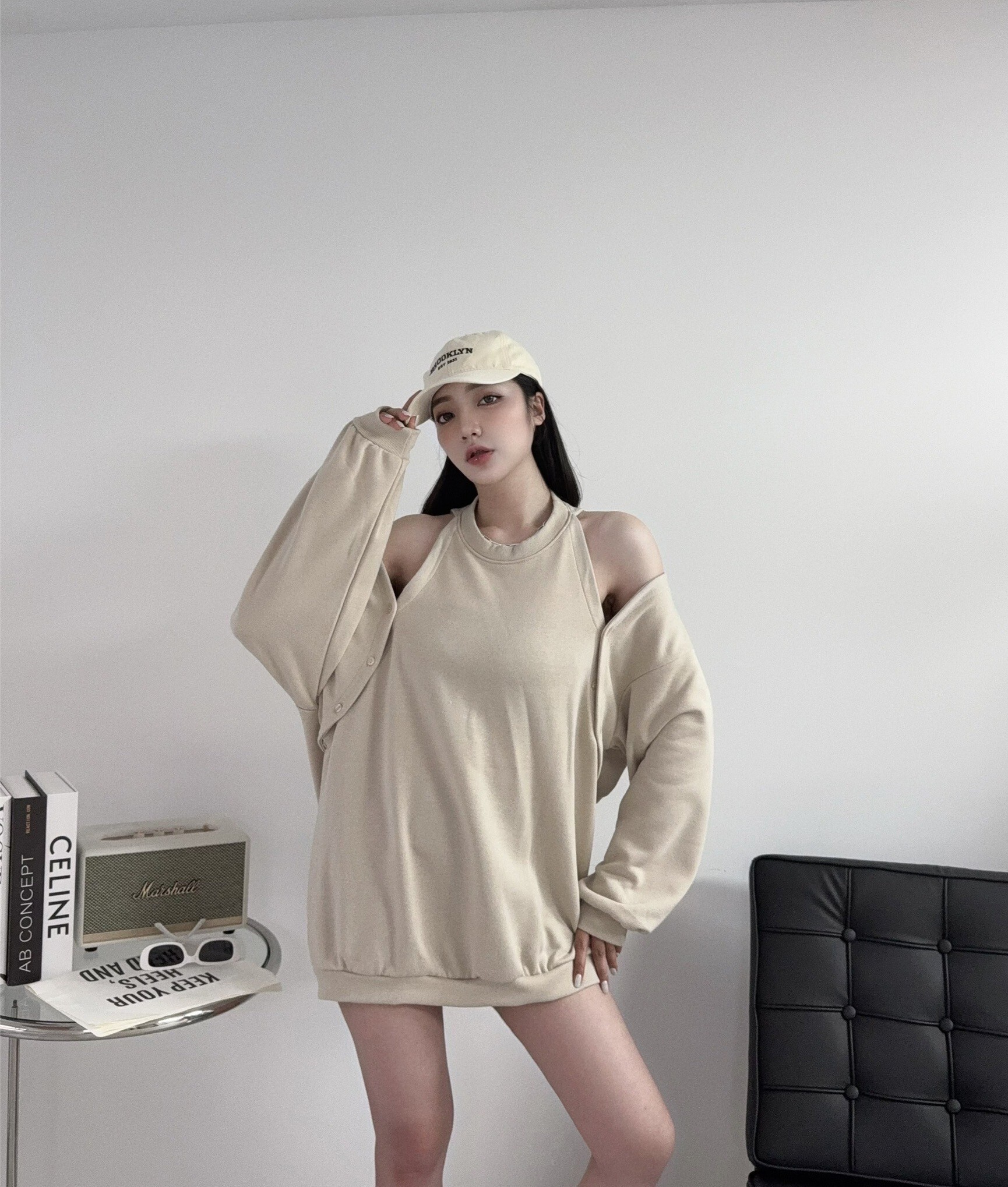 0087『訂製款』韓版個性截肩寬鬆長T (5)