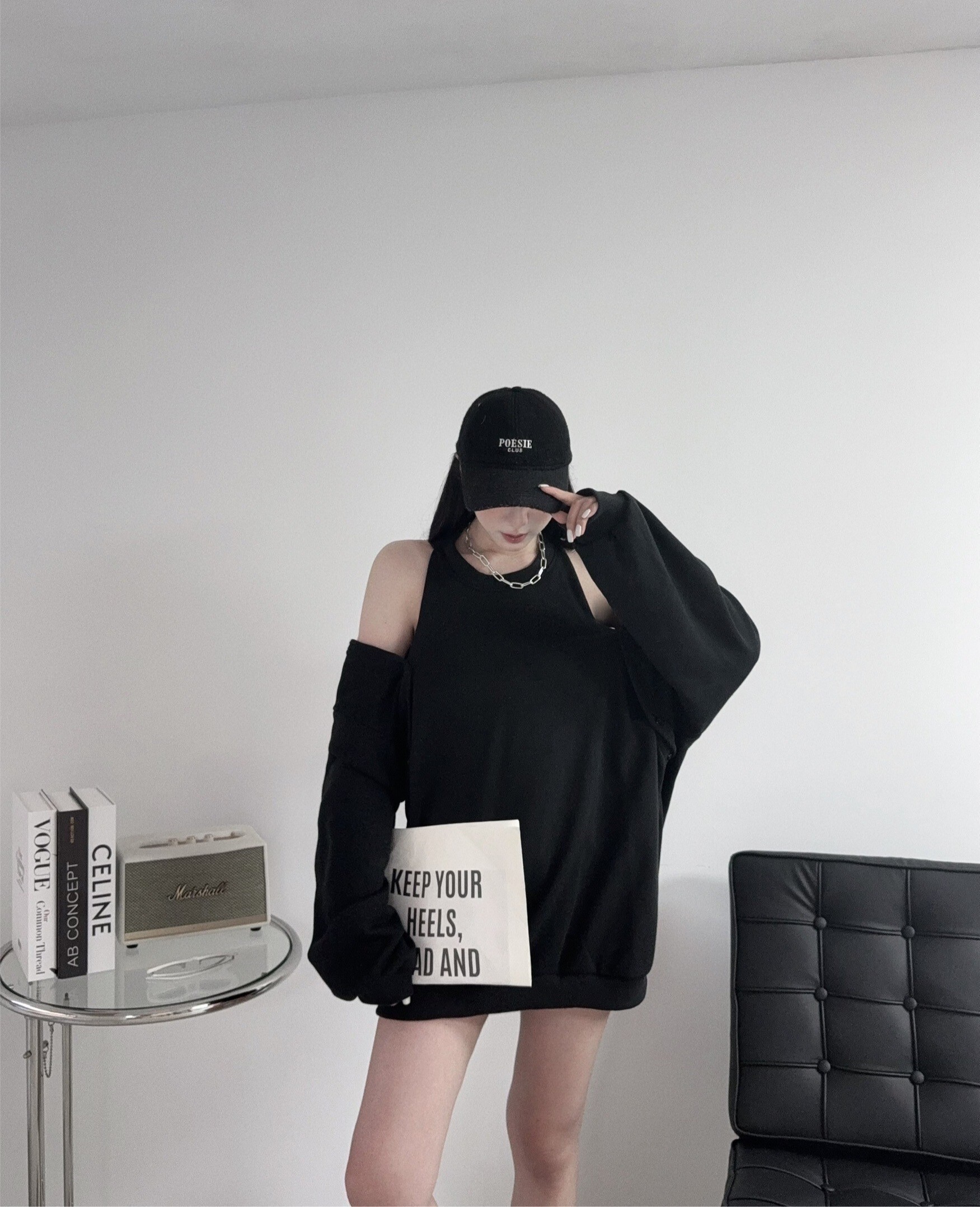 0087『訂製款』韓版個性截肩寬鬆長T