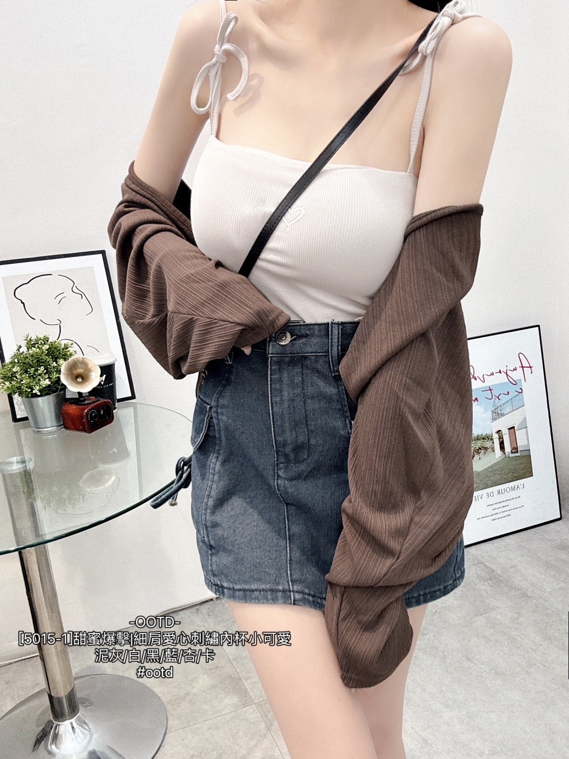 [5015-1]甜蜜爆擊細肩愛心刺繡內杯小可愛 (5)